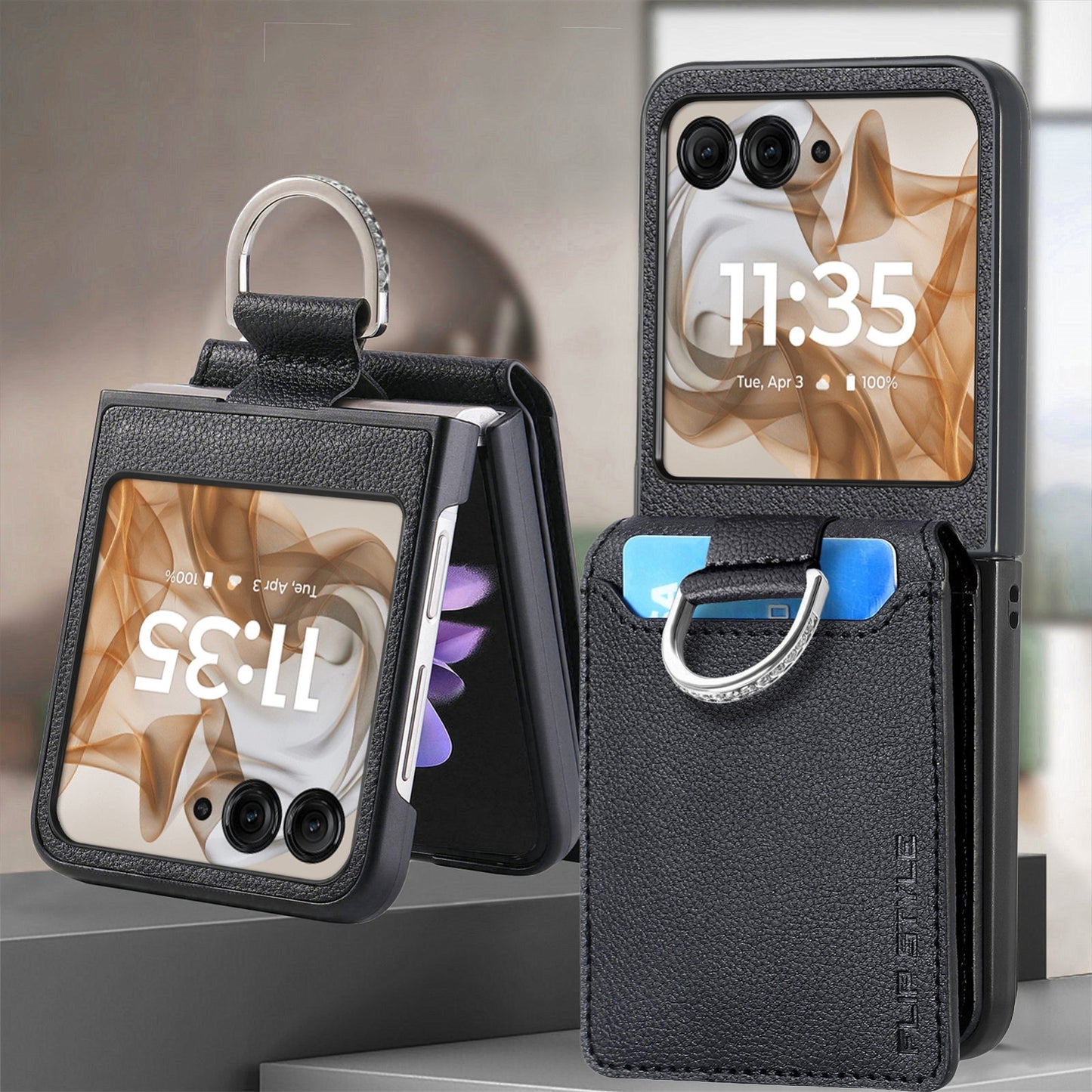 For Motorola Razr 50 Ultra Litchi Texture Leather Ring Wallet Phone Case(Black)