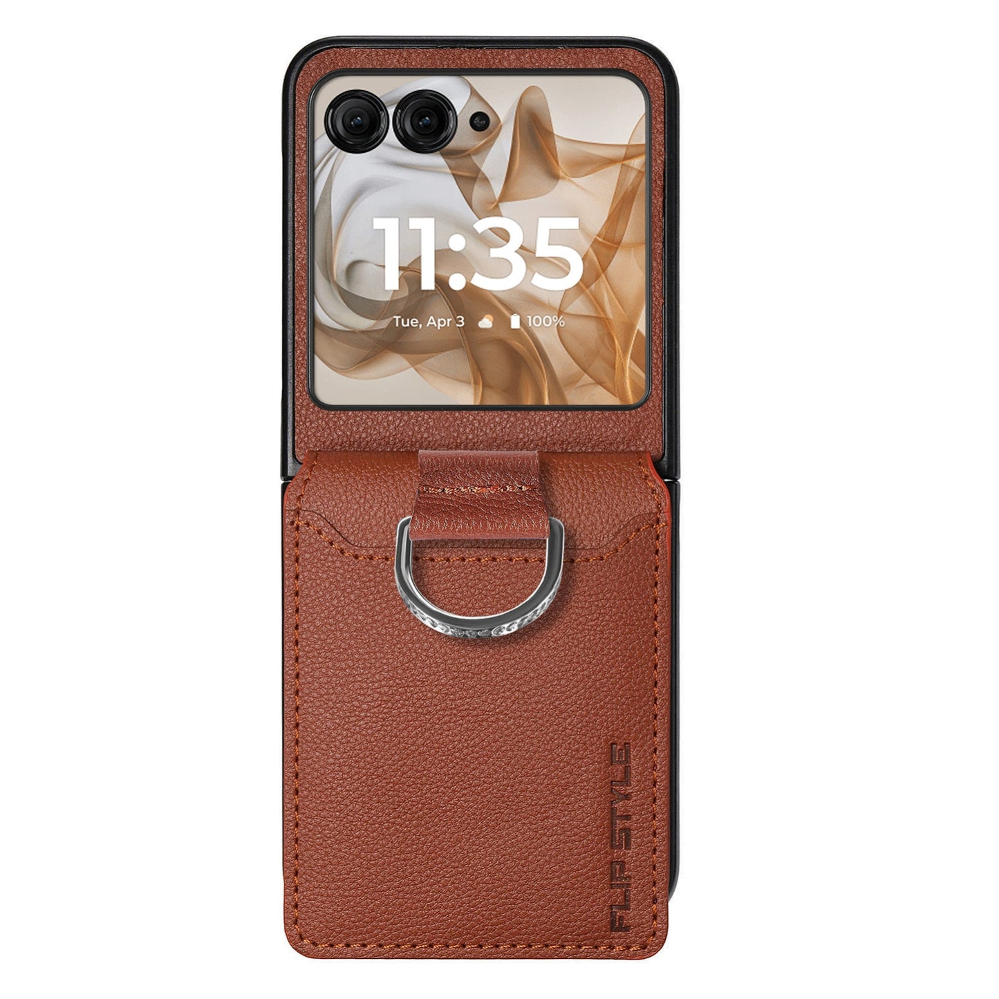 For Motorola Razr 50 Ultra Litchi Texture Leather Ring Wallet Phone Case(Brown)