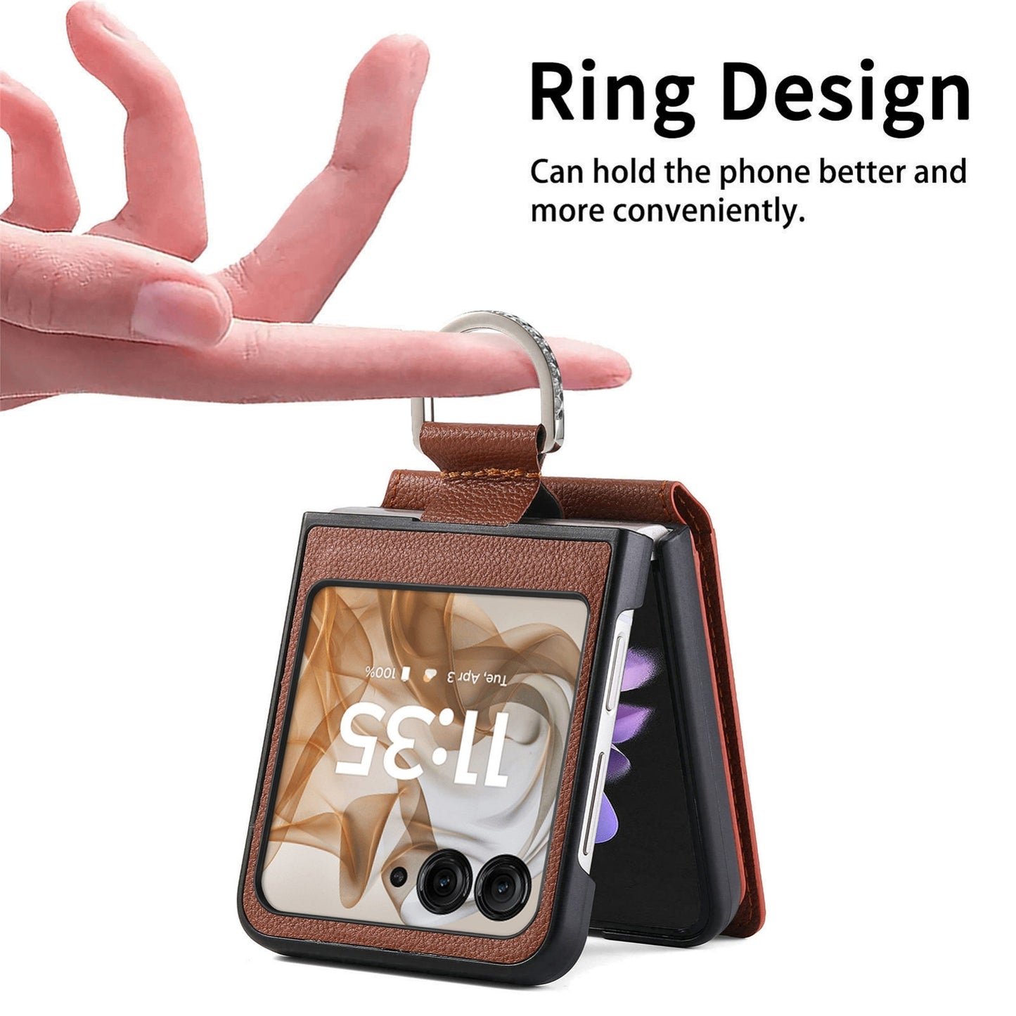 For Motorola Razr 50 Ultra Litchi Texture Leather Ring Wallet Phone Case(Brown)