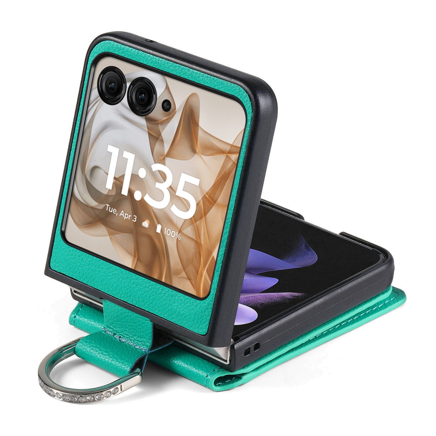 For Motorola Razr 50 Ultra Litchi Texture Leather Ring Wallet Phone Case(Green)