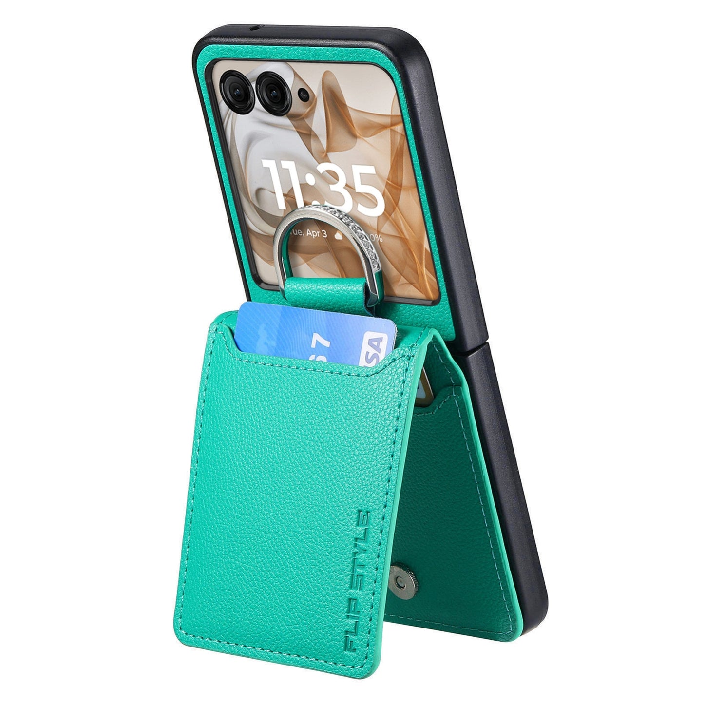 For Motorola Razr 50 Ultra Litchi Texture Leather Ring Wallet Phone Case(Green)
