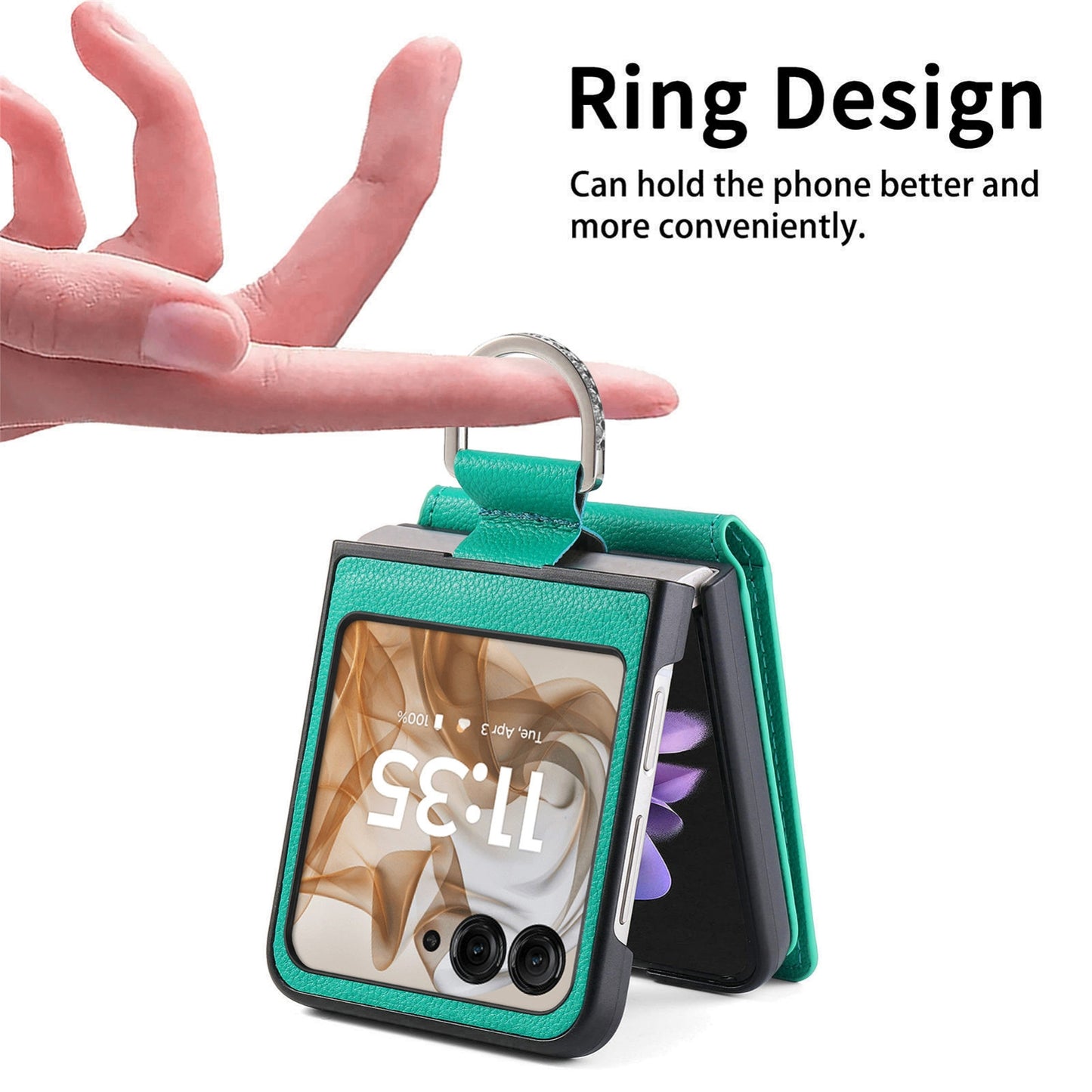 For Motorola Razr 50 Ultra Litchi Texture Leather Ring Wallet Phone Case(Green)