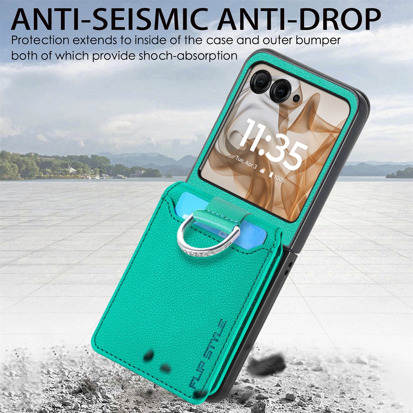 For Motorola Razr 50 Ultra Litchi Texture Leather Ring Wallet Phone Case(Green)