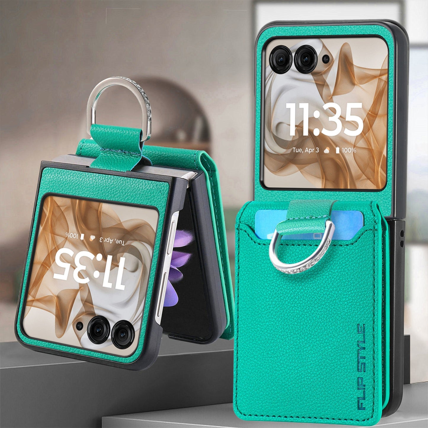 For Motorola Razr 50 Ultra Litchi Texture Leather Ring Wallet Phone Case(Green)