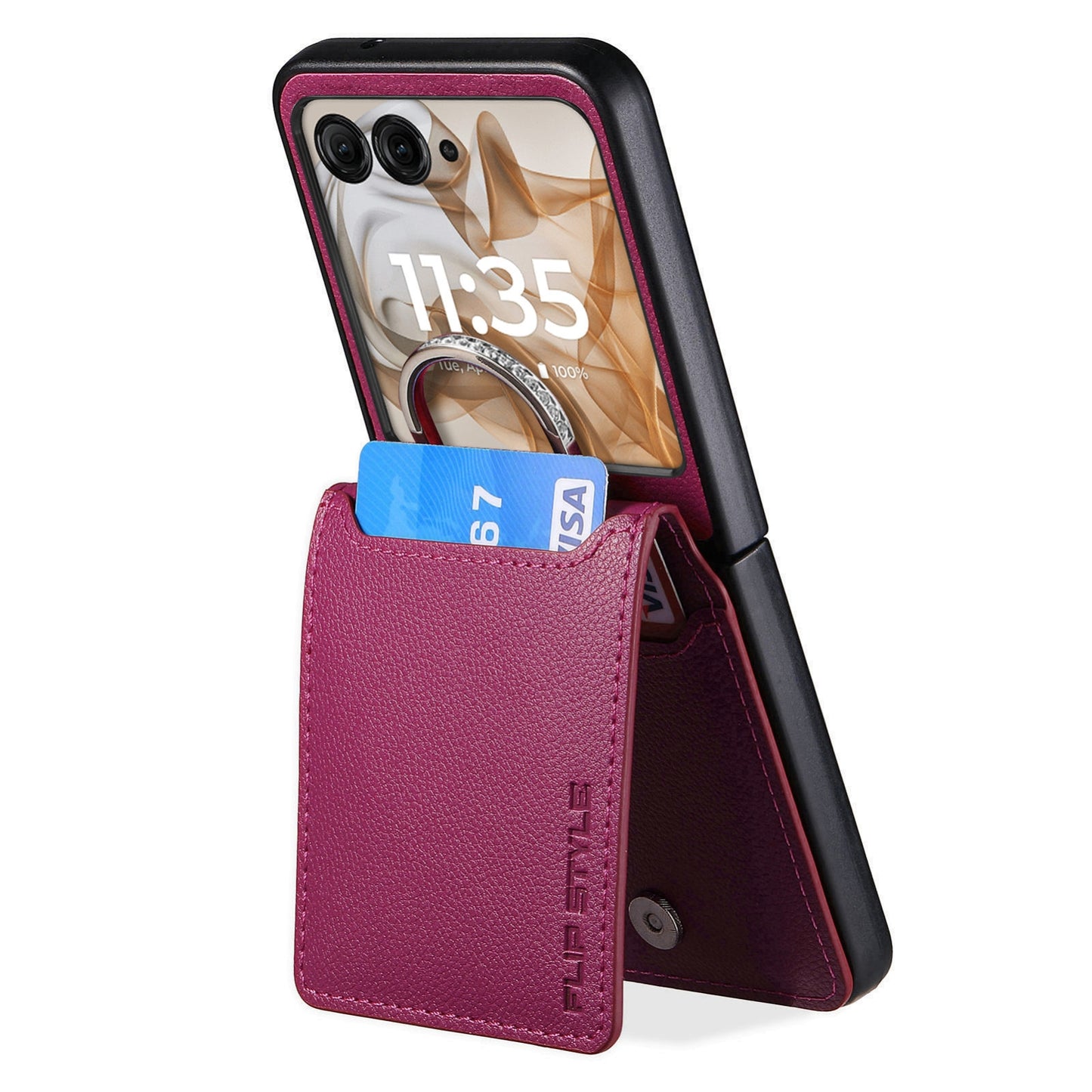 For Motorola Razr 50 Ultra Litchi Texture Leather Ring Wallet Phone Case(Purple)