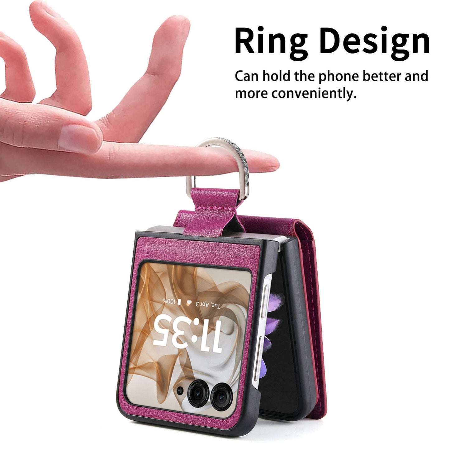 For Motorola Razr 50 Ultra Litchi Texture Leather Ring Wallet Phone Case(Purple)