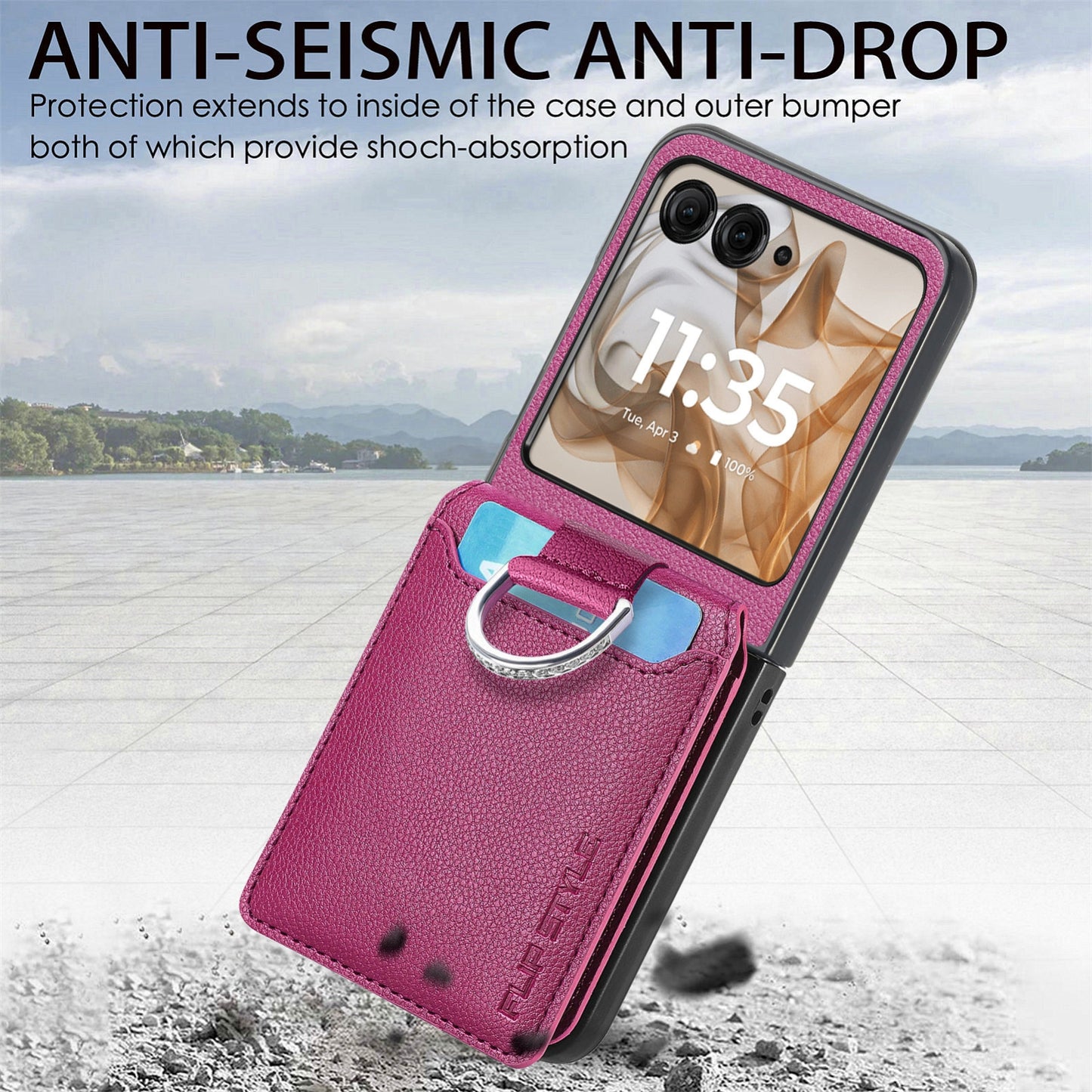 For Motorola Razr 50 Ultra Litchi Texture Leather Ring Wallet Phone Case(Purple)