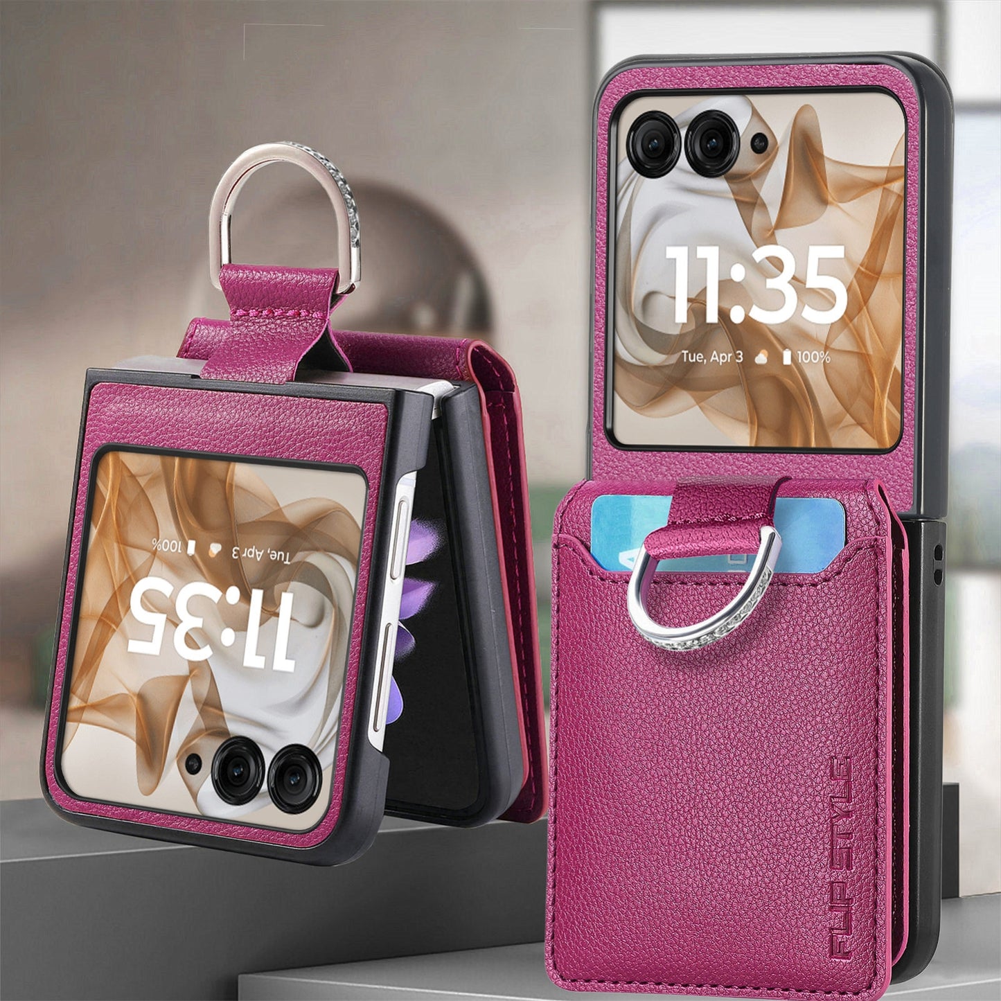 For Motorola Razr 50 Ultra Litchi Texture Leather Ring Wallet Phone Case(Purple)