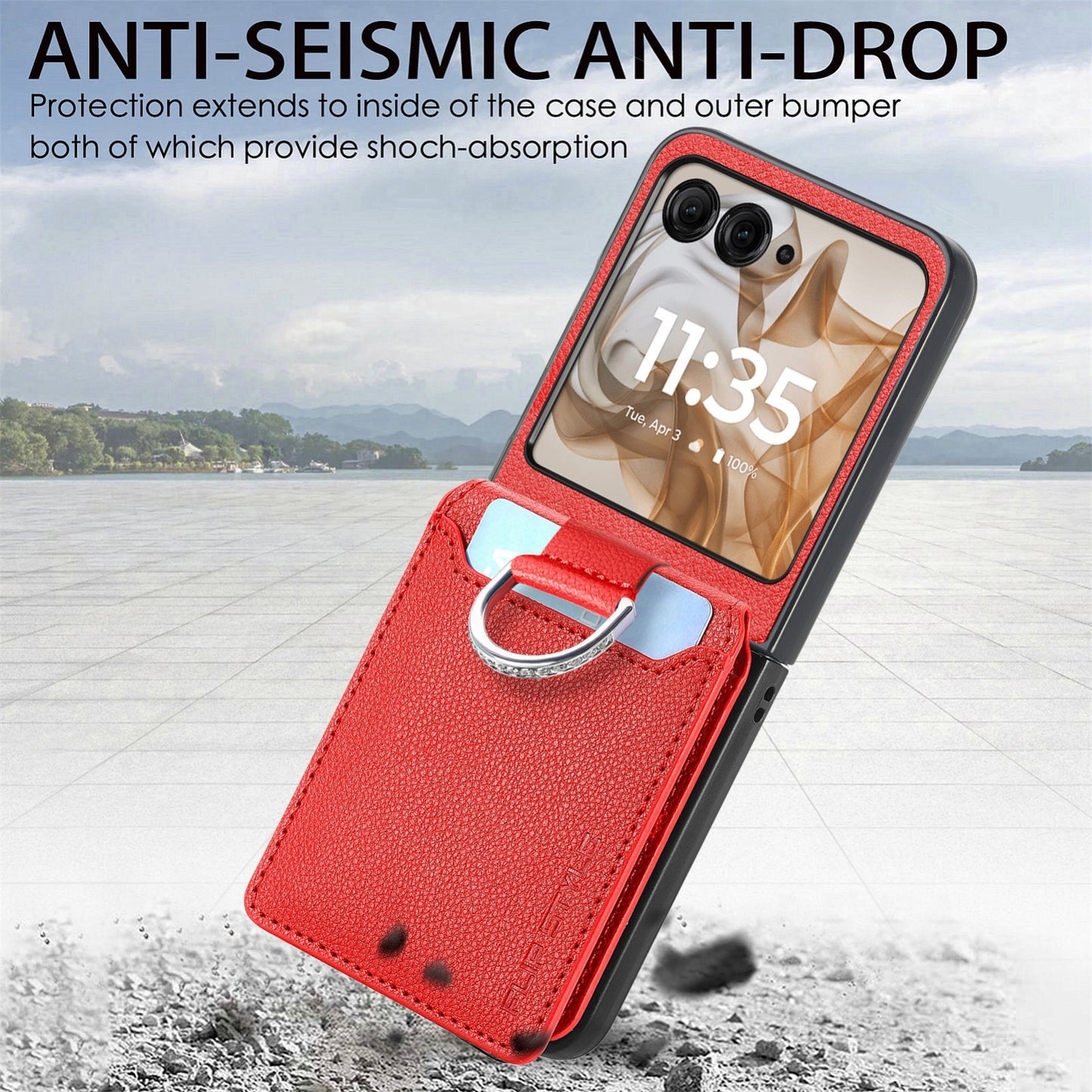 For Motorola Razr 50 Ultra Litchi Texture Leather Ring Wallet Phone Case(Red)