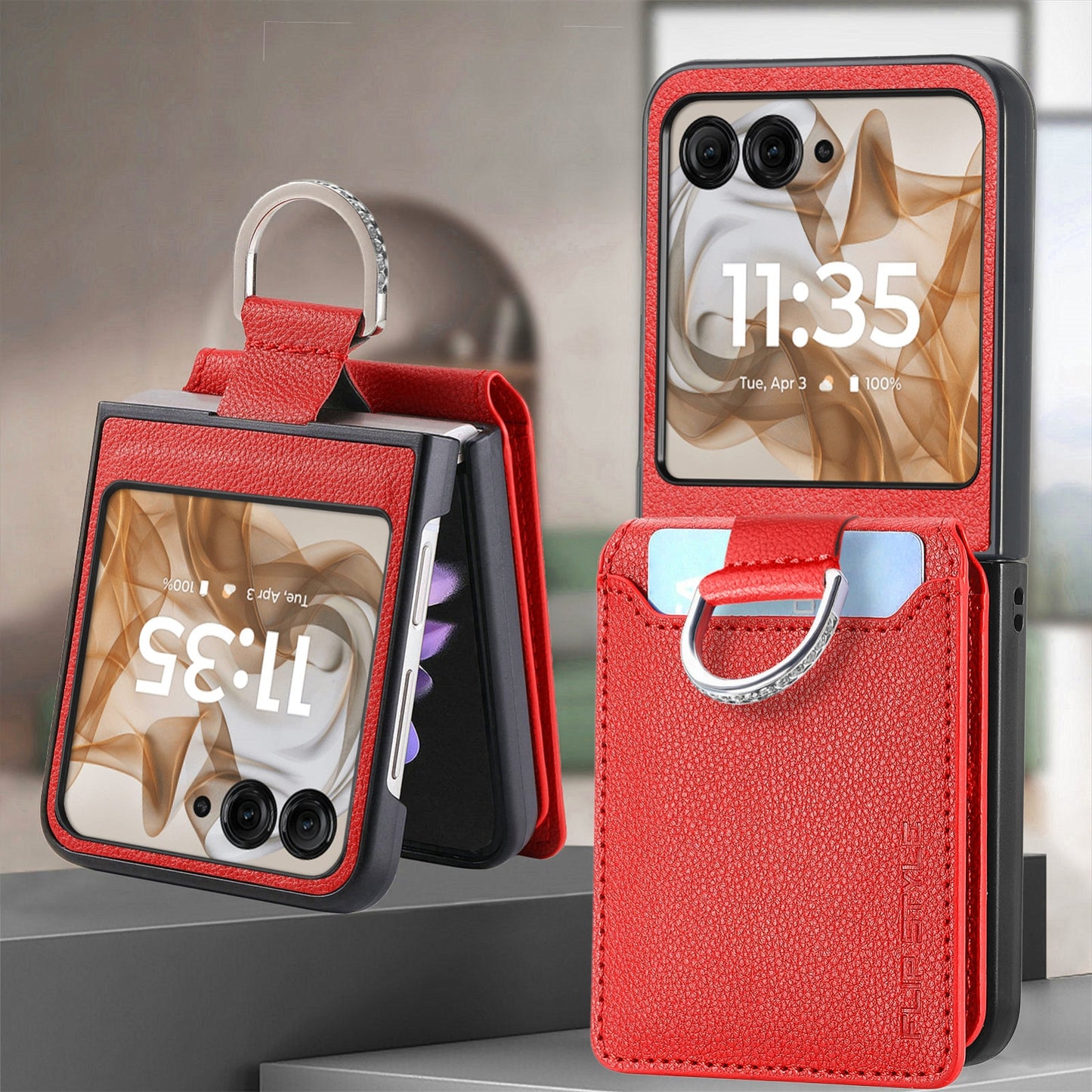 For Motorola Razr 50 Ultra Litchi Texture Leather Ring Wallet Phone Case(Red)