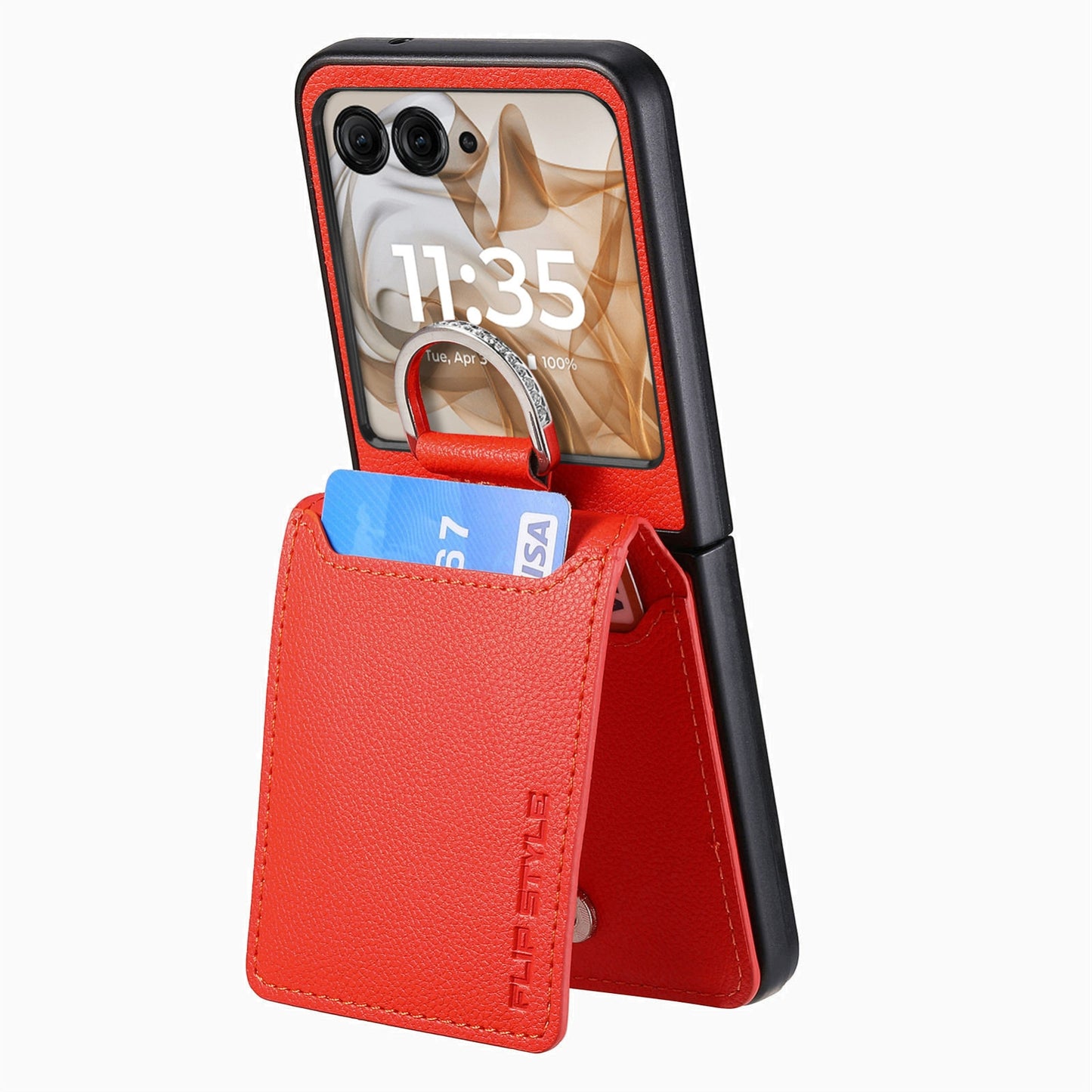 For Motorola Razr 50 Ultra Litchi Texture Leather Ring Wallet Phone Case(Orange)