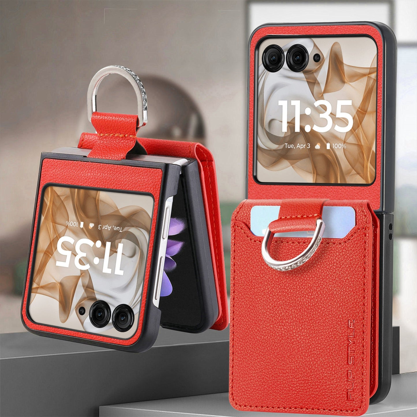 For Motorola Razr 50 Ultra Litchi Texture Leather Ring Wallet Phone Case(Orange)