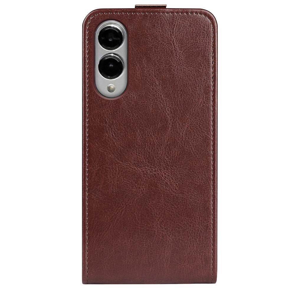 For Samsung Galaxy S25 Edge 5G R64 Texture Vertical Flip Leather Phone Case(Brown)