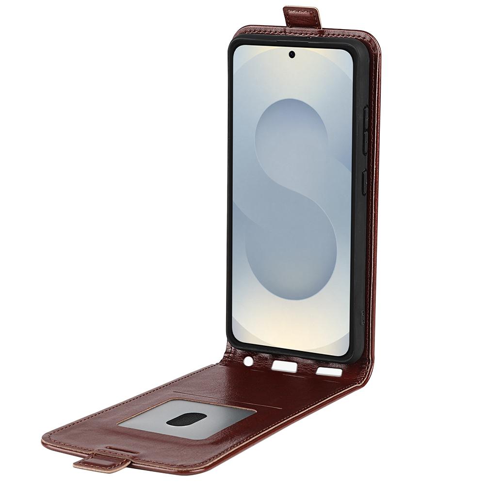 For Samsung Galaxy S25 Edge 5G R64 Texture Vertical Flip Leather Phone Case(Brown)