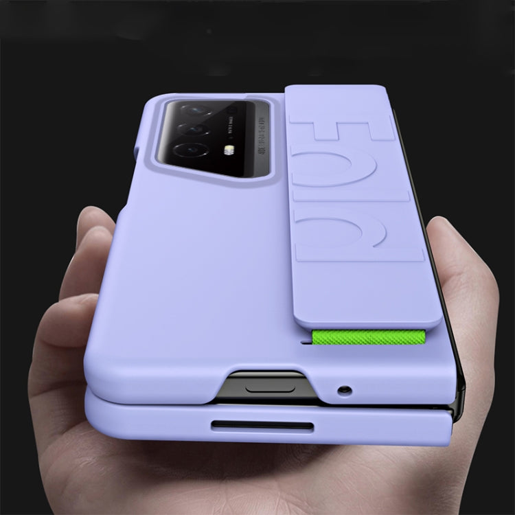 For Honor Magic V2 RSR Skin Elastic Wrist Grip Back Cover Phone Case(Purple)