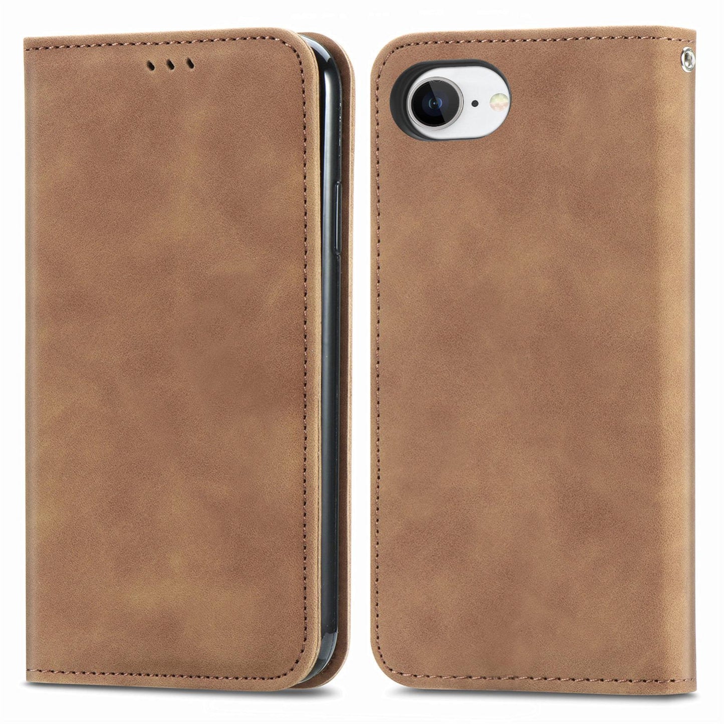 For iPhone 16e Retro Skin Feel Magnetic Flip Leather Phone Case(Brown)