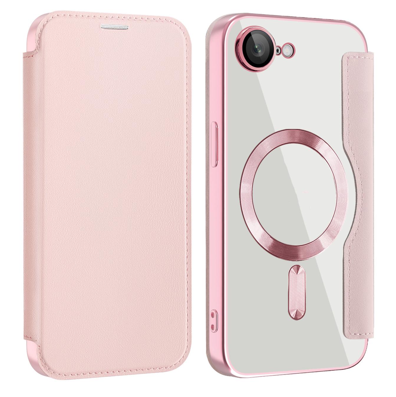 For iPhone 16e Shield MagSafe RFID Anti-theft Leather Phone Case(Pink)