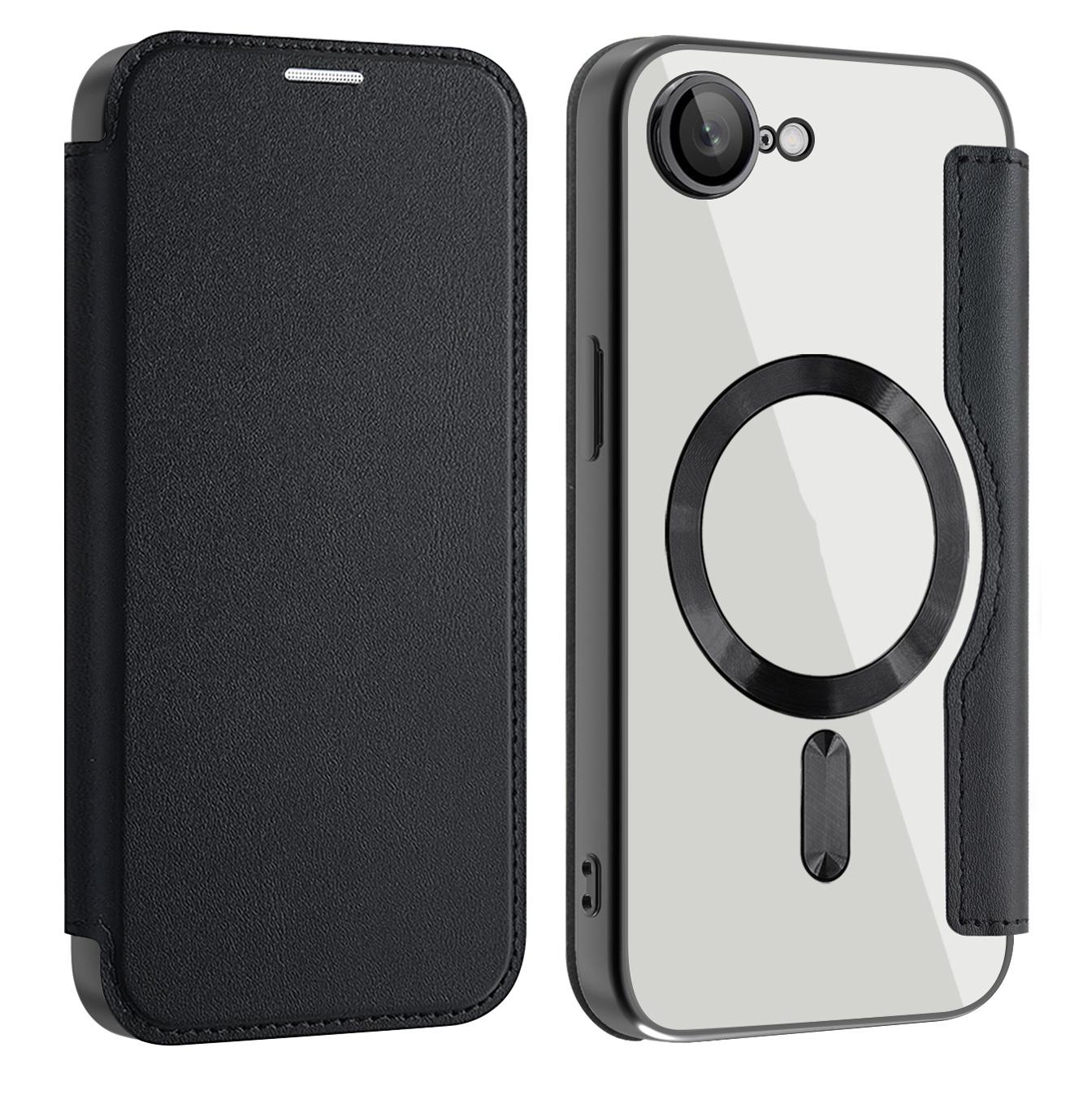 For iPhone 16e Shield MagSafe RFID Anti-theft Leather Phone Case(Black)