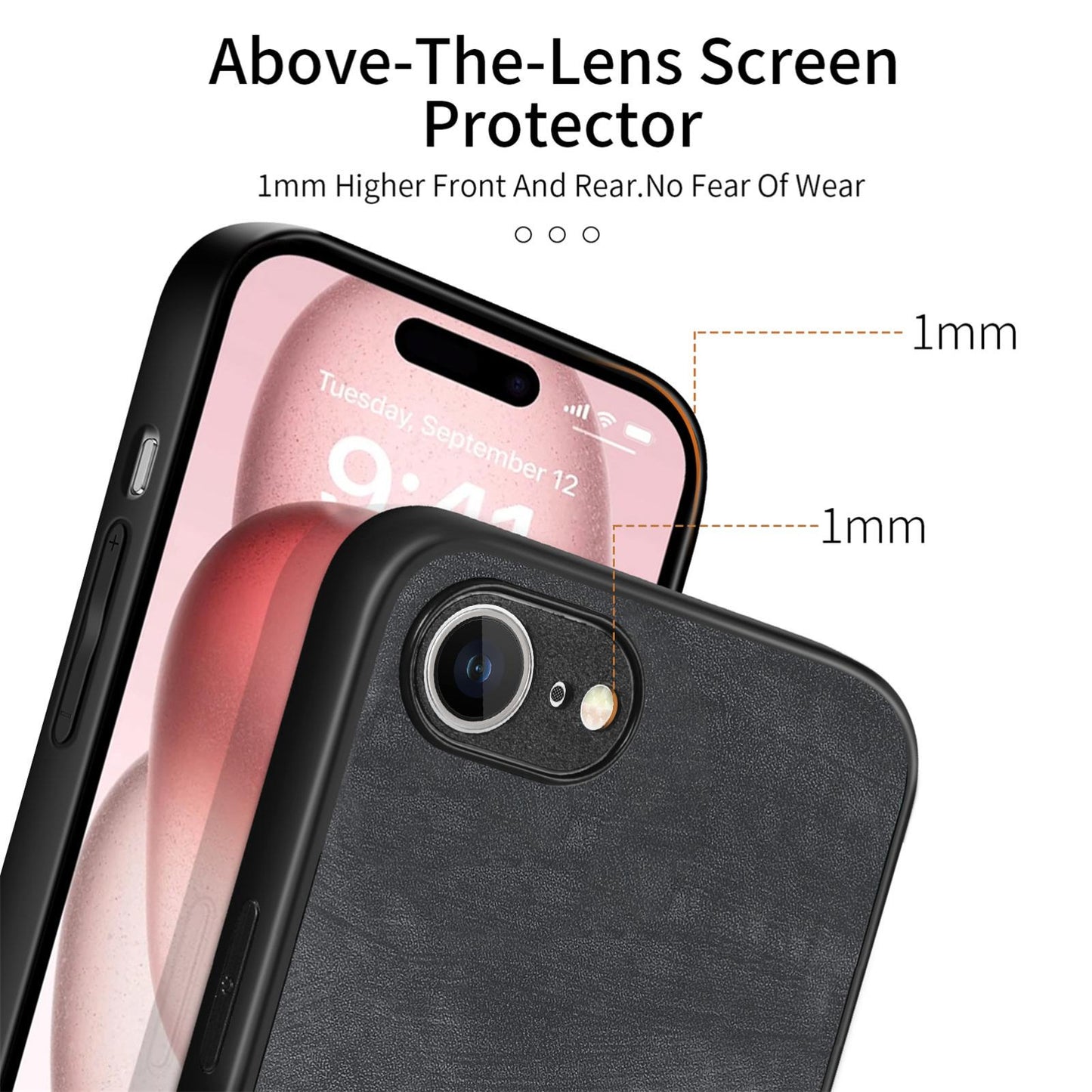 For iPhone 16e Vintage Leather PC Back Cover Phone Case(Black)