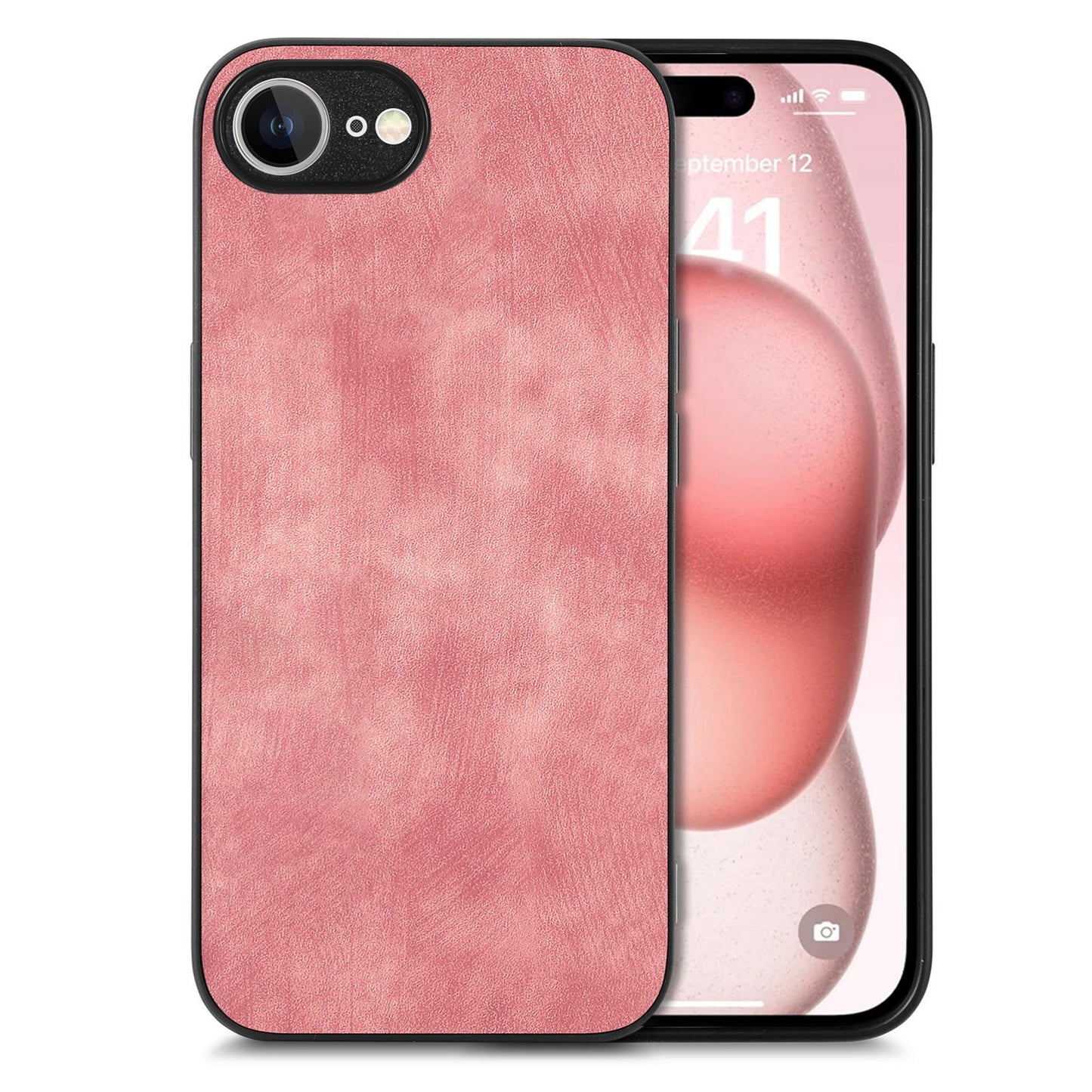 For iPhone 16e Vintage Leather PC Back Cover Phone Case(Pink)