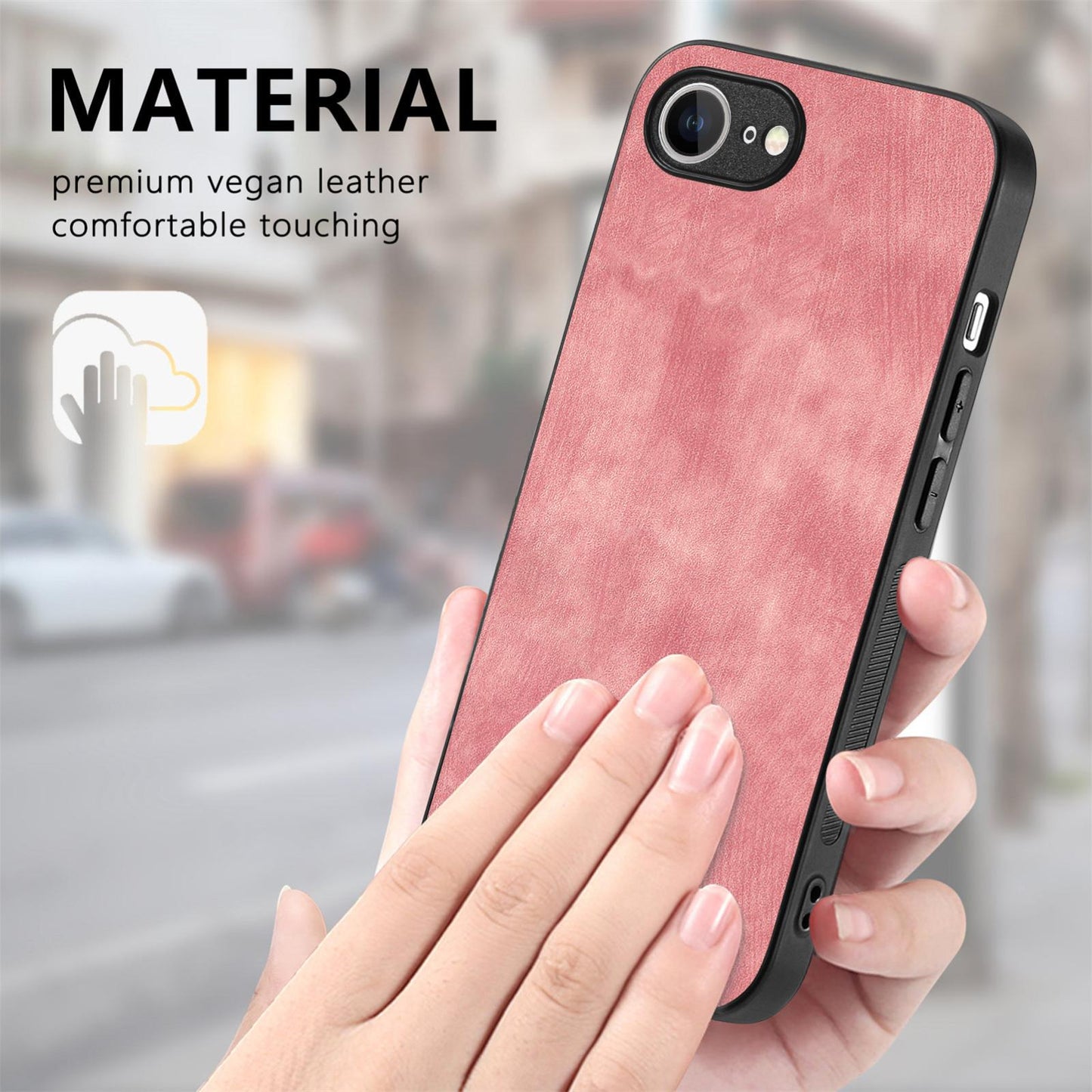 For iPhone 16e Vintage Leather PC Back Cover Phone Case(Pink)