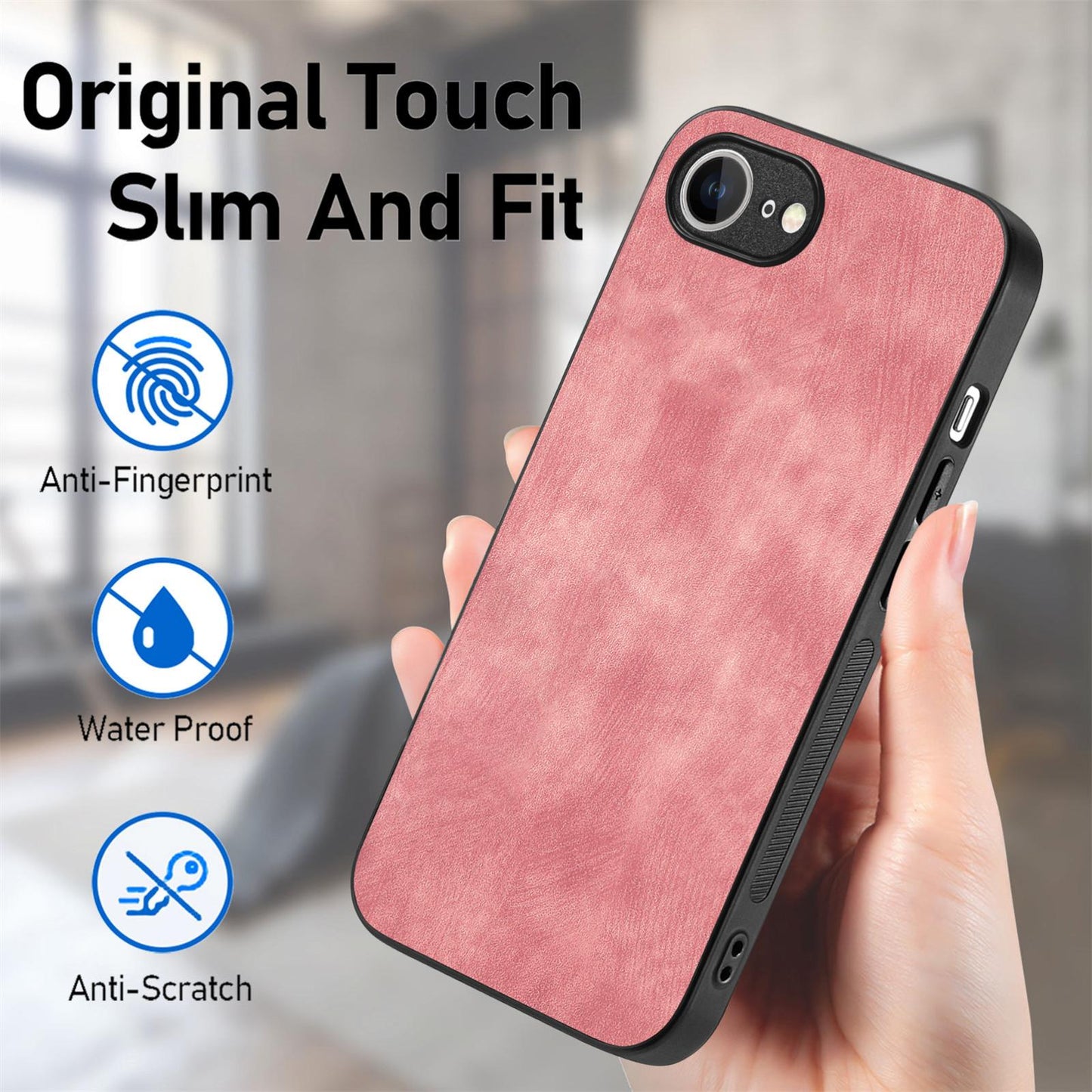 For iPhone 16e Vintage Leather PC Back Cover Phone Case(Pink)