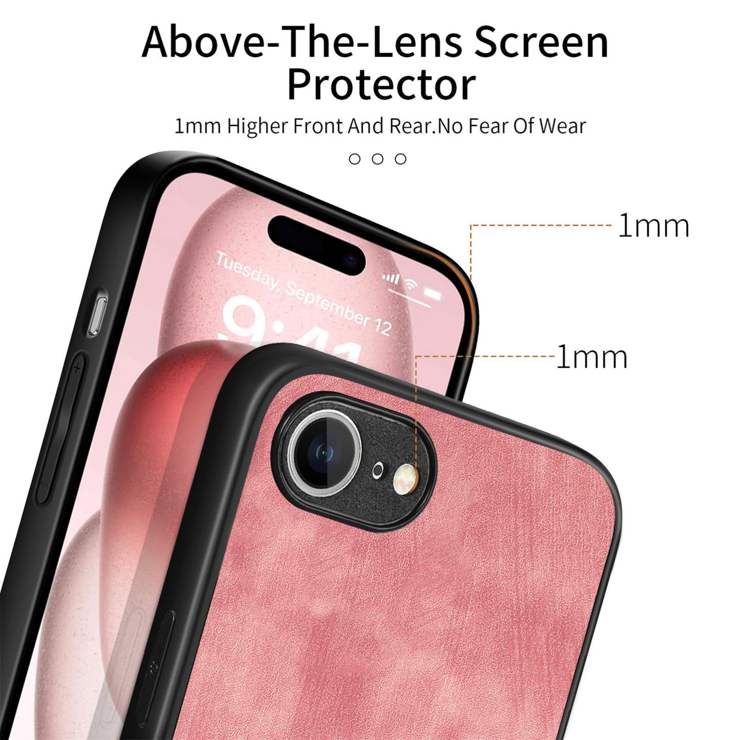 For iPhone 16e Vintage Leather PC Back Cover Phone Case(Pink)