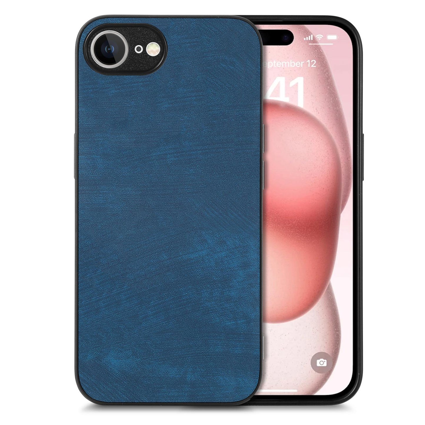 For iPhone 16e Vintage Leather PC Back Cover Phone Case(Blue)