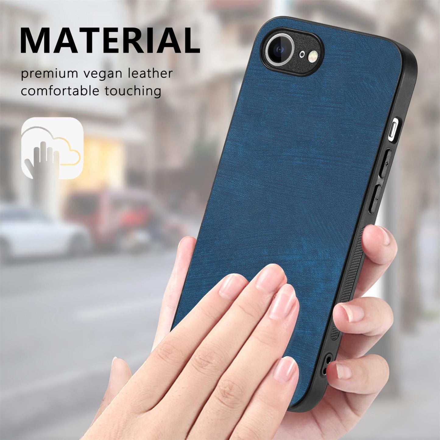 For iPhone 16e Vintage Leather PC Back Cover Phone Case(Blue)