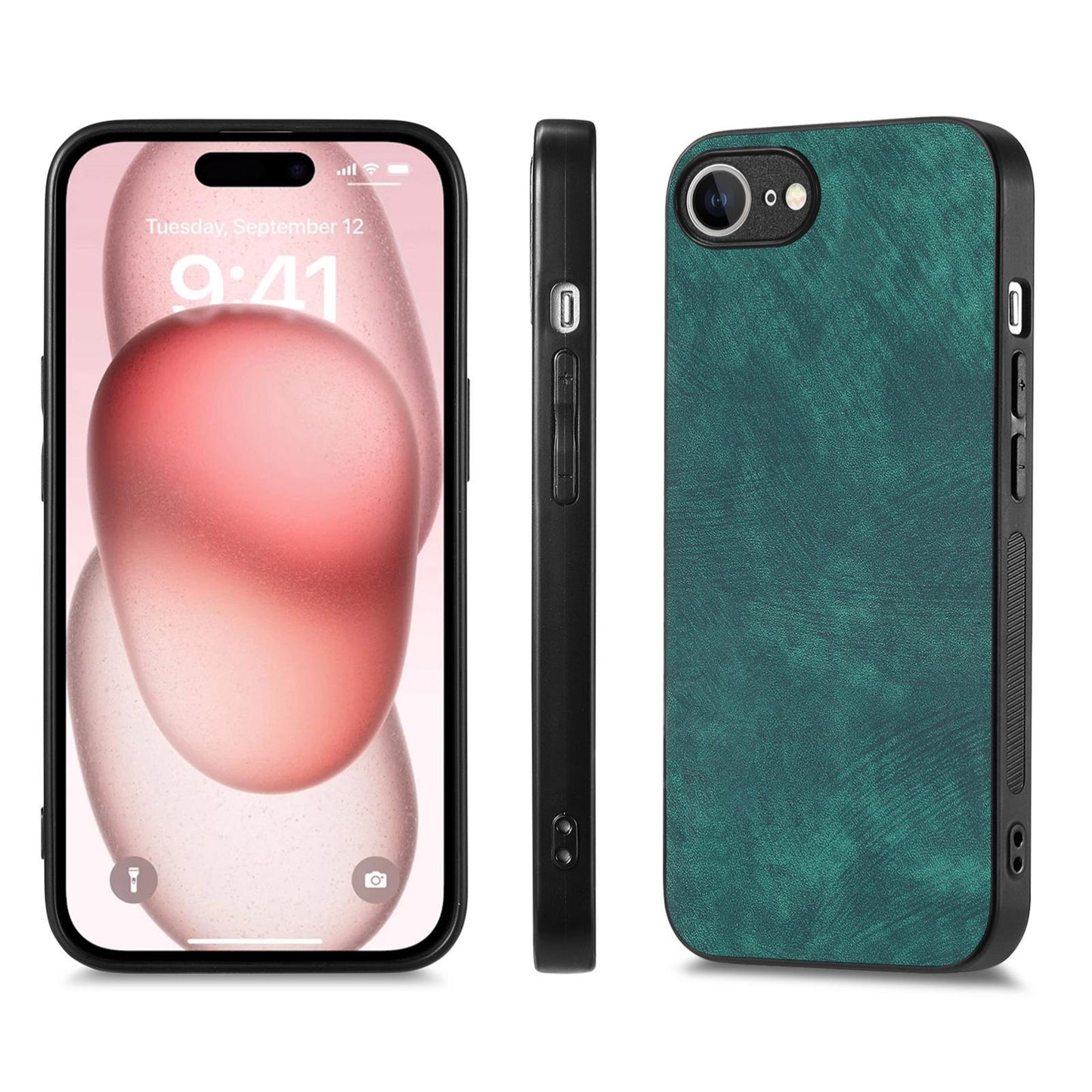 For iPhone 16e Vintage Leather PC Back Cover Phone Case(Green)