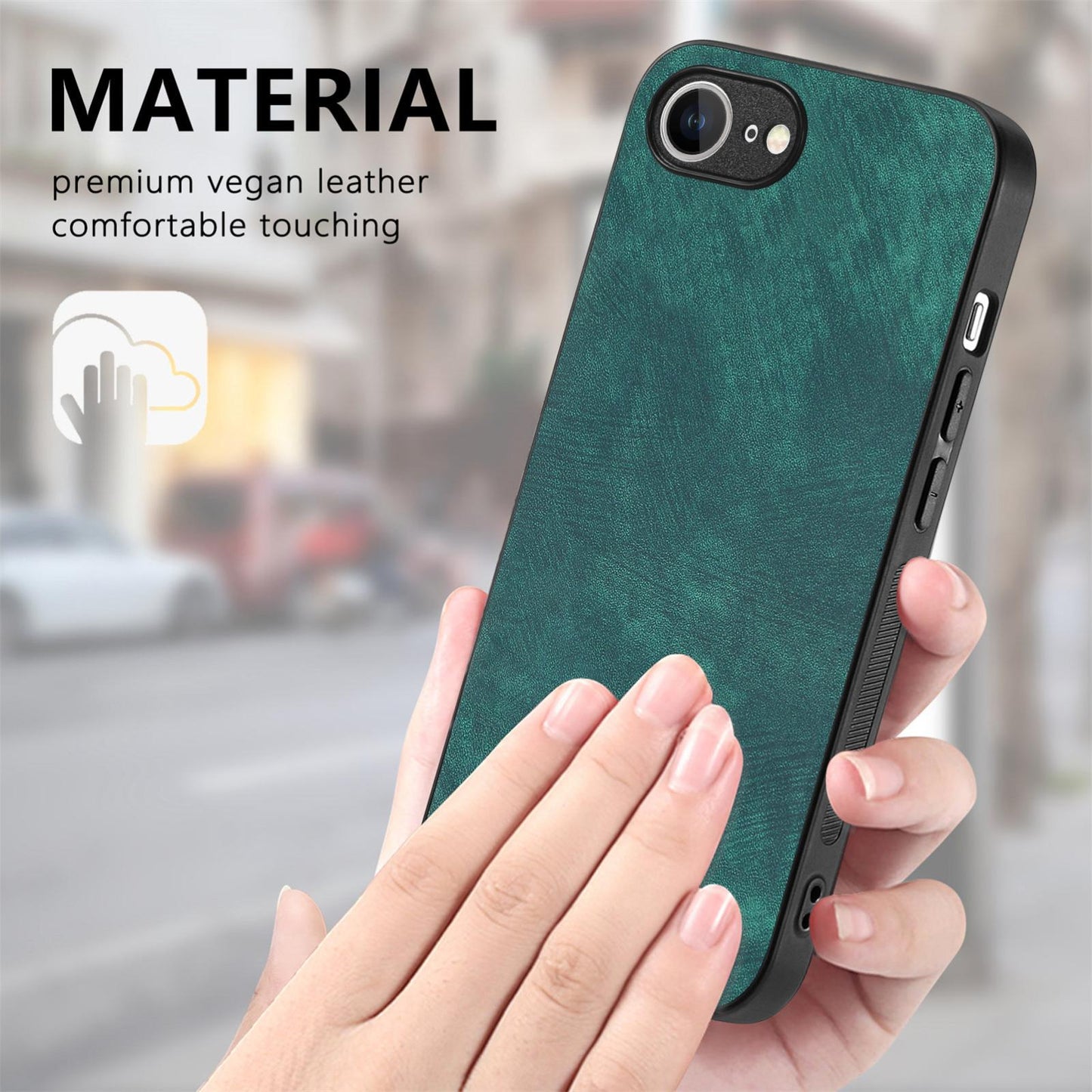 For iPhone 16e Vintage Leather PC Back Cover Phone Case(Green)