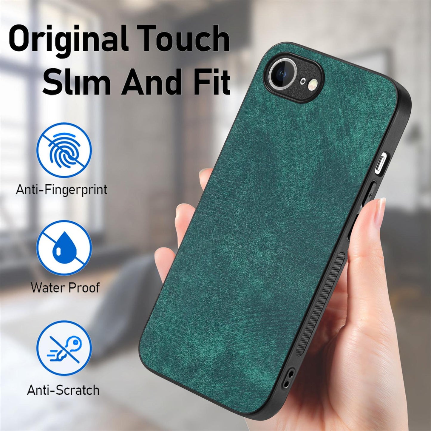 For iPhone 16e Vintage Leather PC Back Cover Phone Case(Green)
