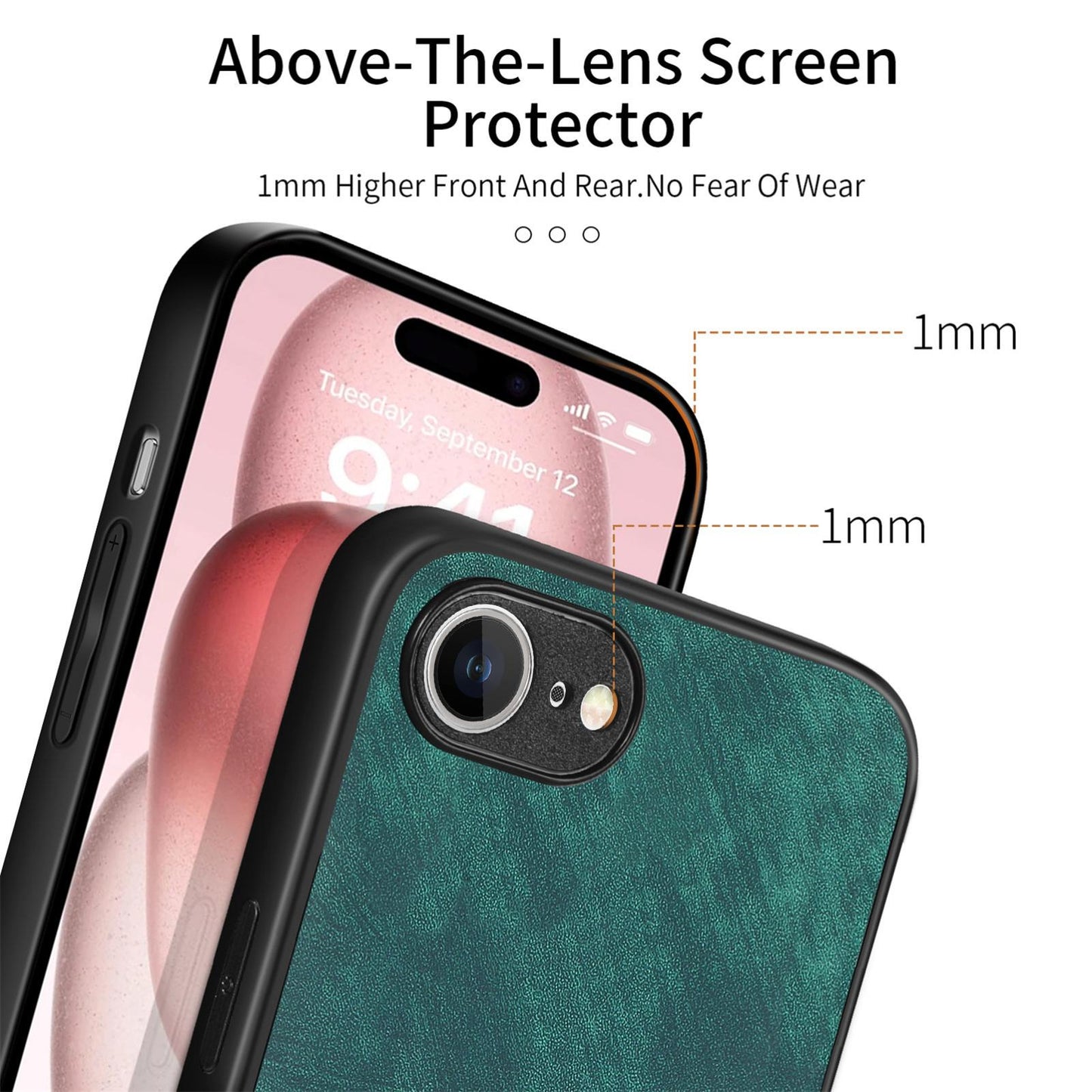 For iPhone 16e Vintage Leather PC Back Cover Phone Case(Green)