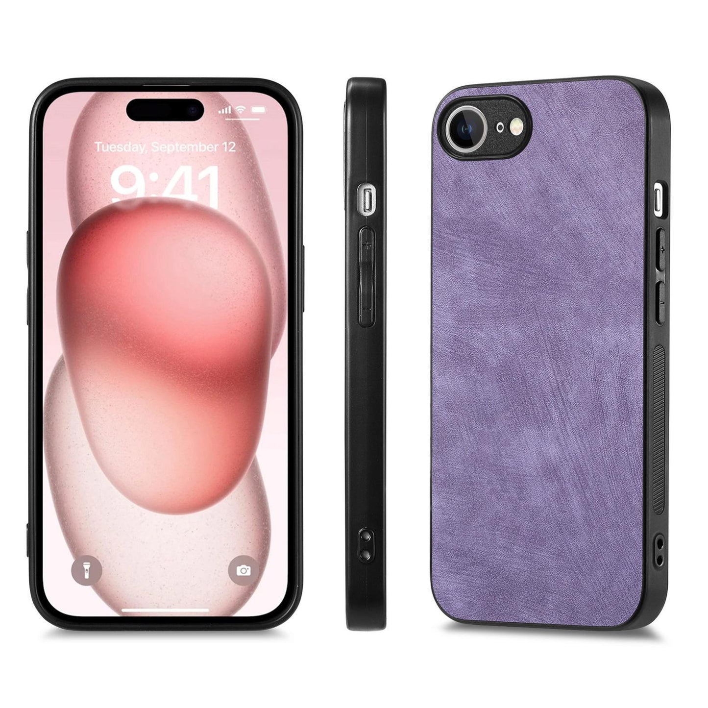 For iPhone 16e Vintage Leather PC Back Cover Phone Case(Purple)