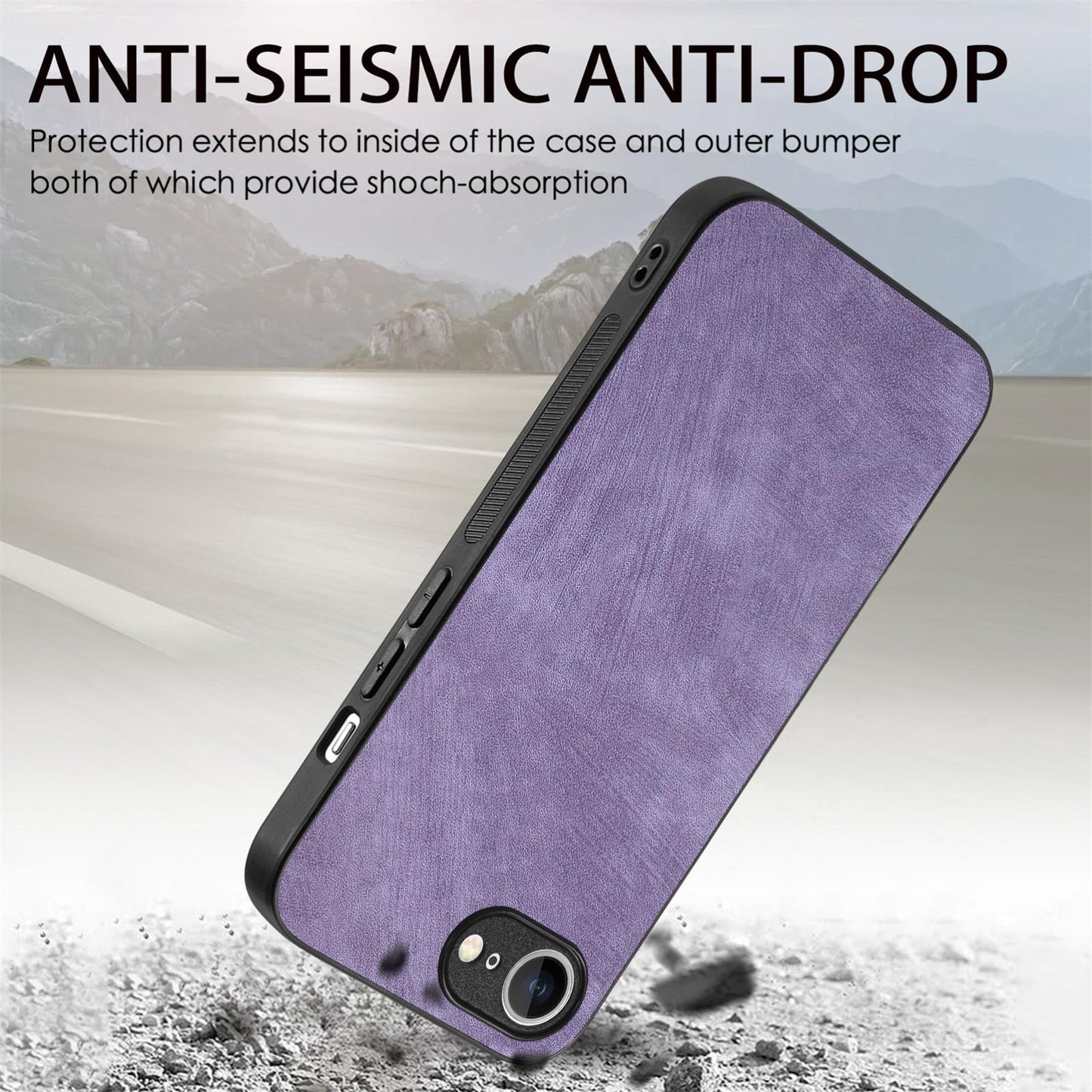 For iPhone 16e Vintage Leather PC Back Cover Phone Case(Purple)