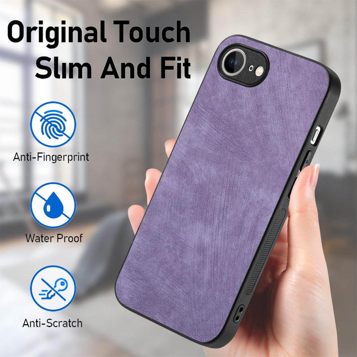 For iPhone 16e Vintage Leather PC Back Cover Phone Case(Purple)