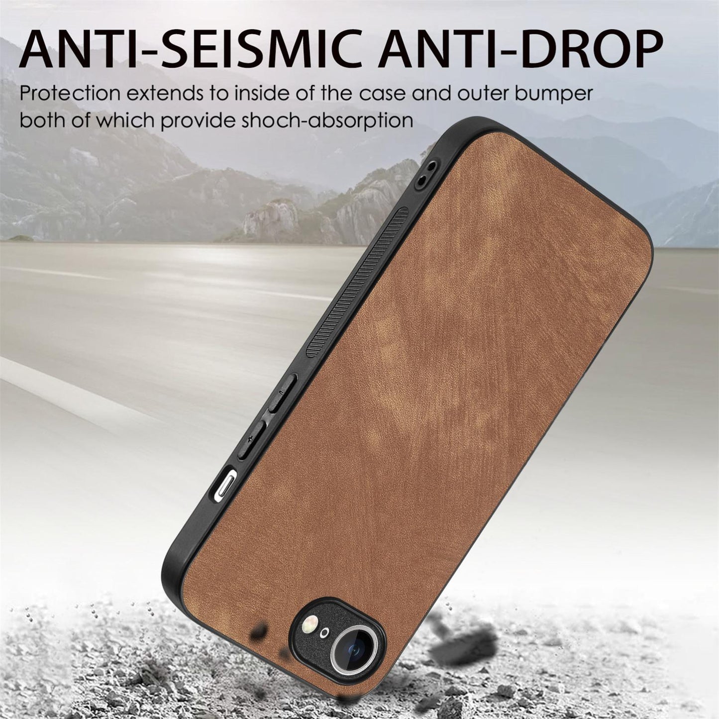 For iPhone 16e Vintage Leather PC Back Cover Phone Case(Brown)