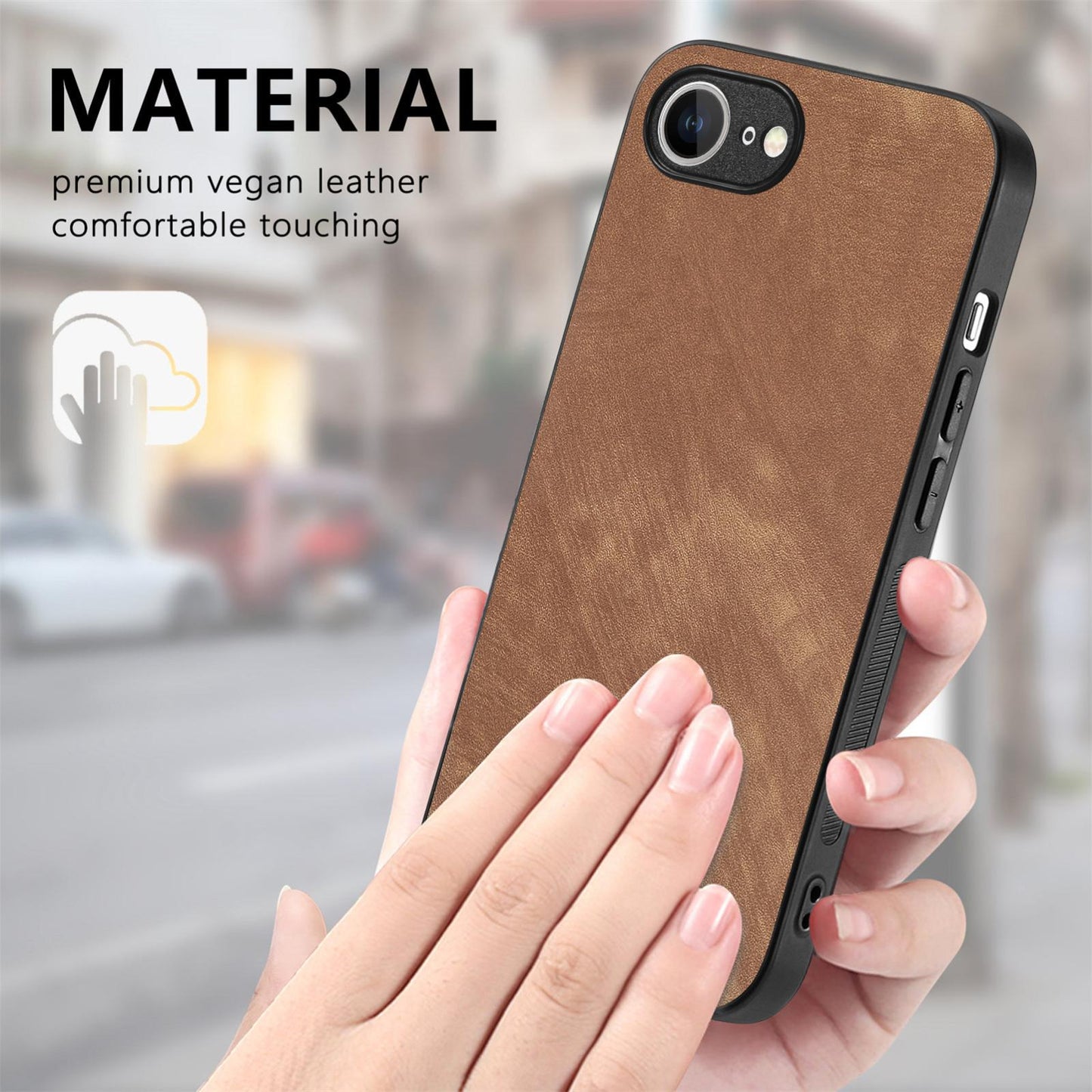 For iPhone 16e Vintage Leather PC Back Cover Phone Case(Brown)