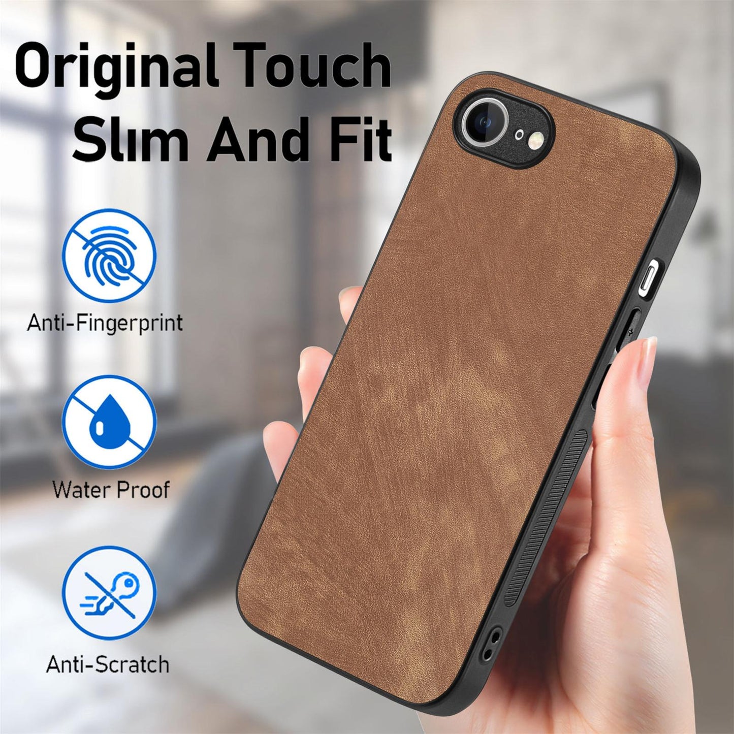 For iPhone 16e Vintage Leather PC Back Cover Phone Case(Brown)