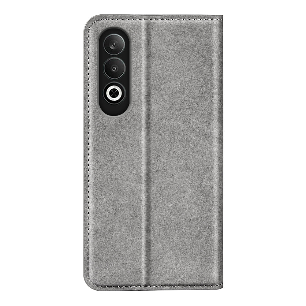 For OPPO K12 Retro-skin Magnetic Suction Leather Phone Case(Grey)