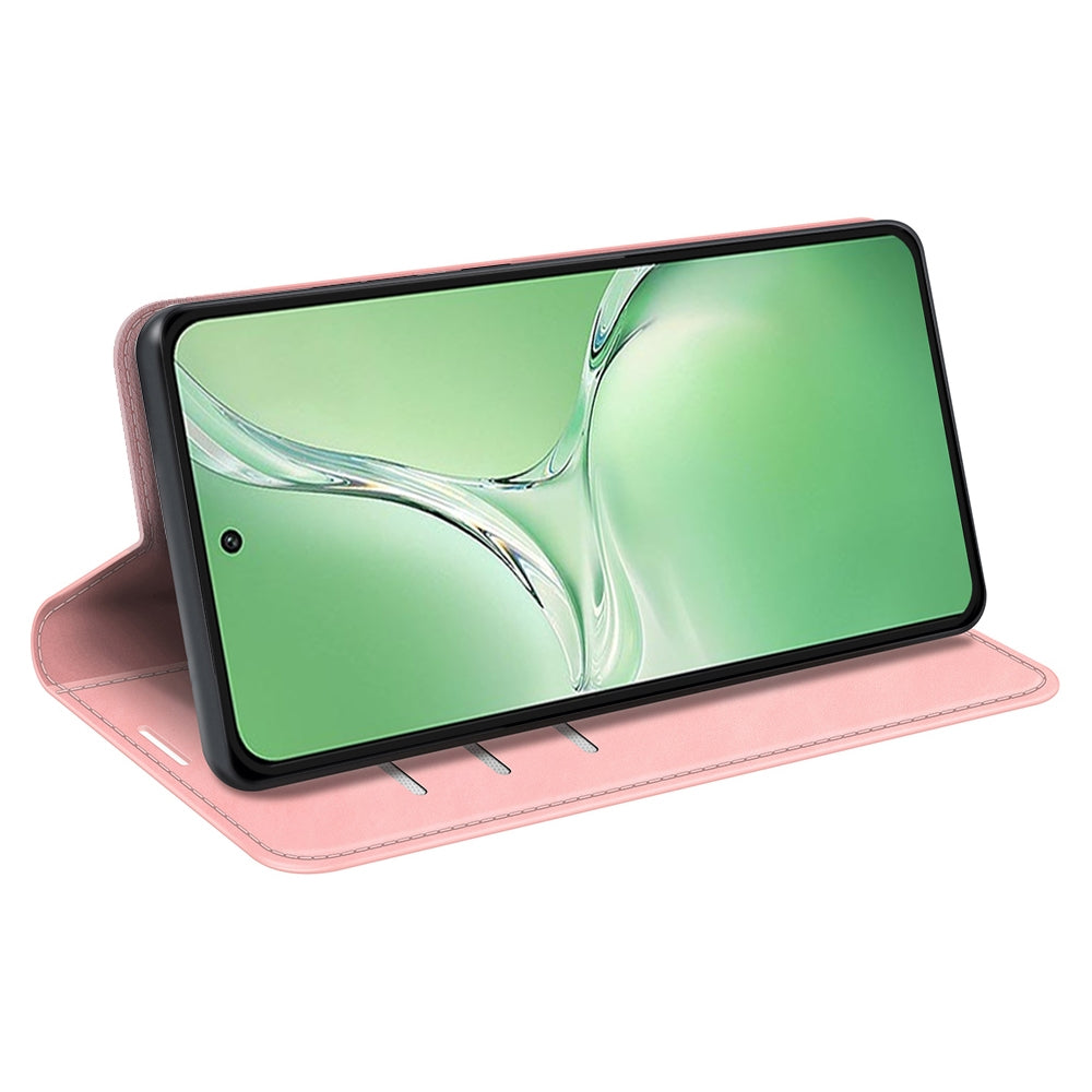 For OPPO K12 Retro-skin Magnetic Suction Leather Phone Case(Pink)