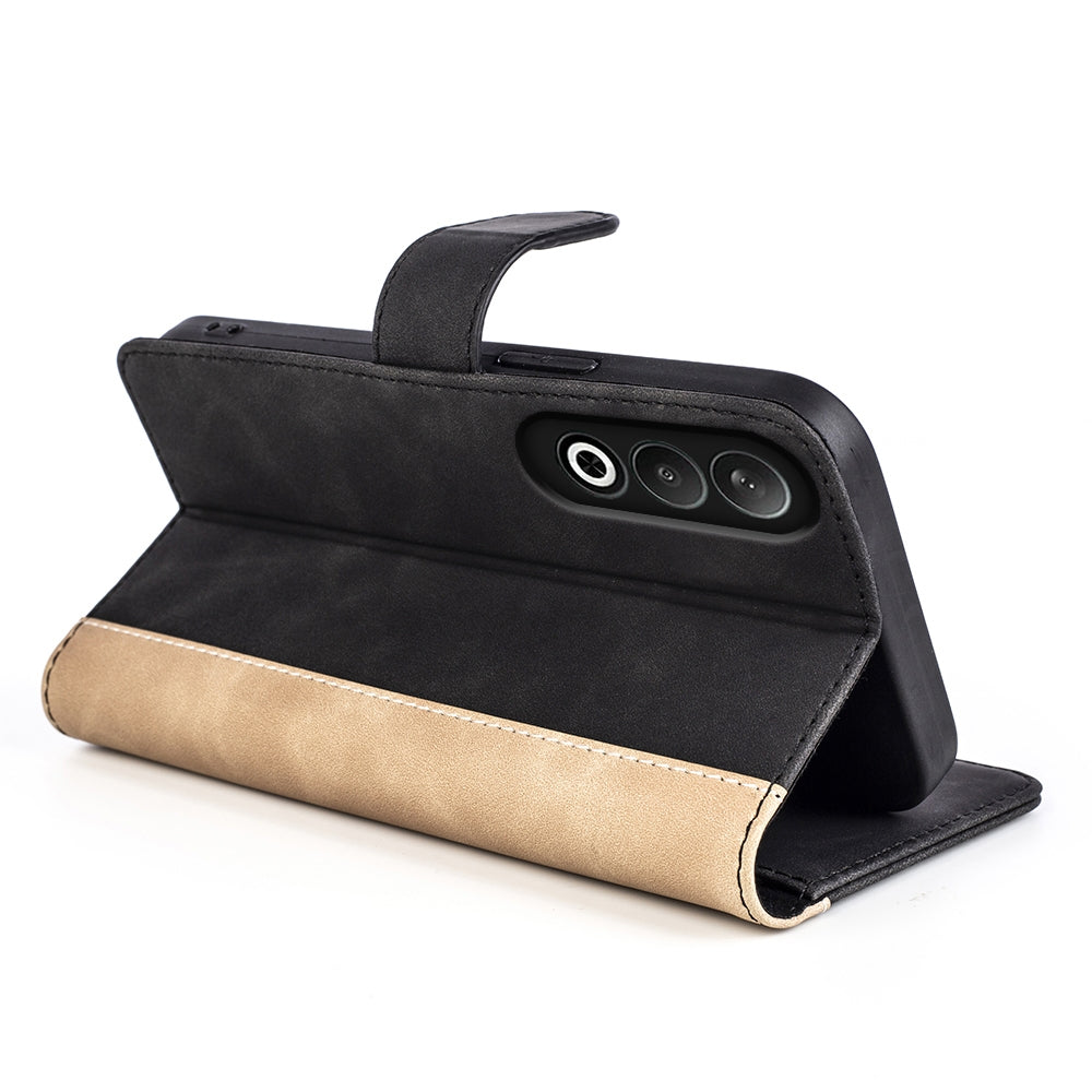 For OPPO K12 Stitching Horizontal Flip Leather Phone Case(Black)