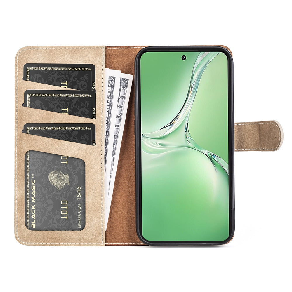 For OPPO K12 Stitching Horizontal Flip Leather Phone Case(Yellow)