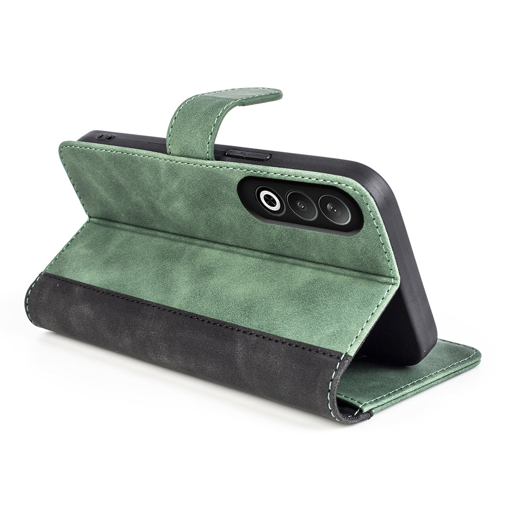 For OPPO K12 Stitching Horizontal Flip Leather Phone Case(Green)
