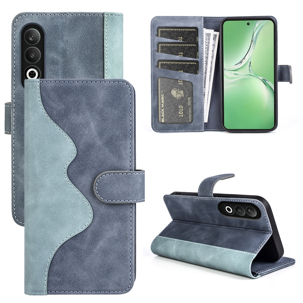 For OPPO K12 Stitching Horizontal Flip Leather Phone Case(Blue)