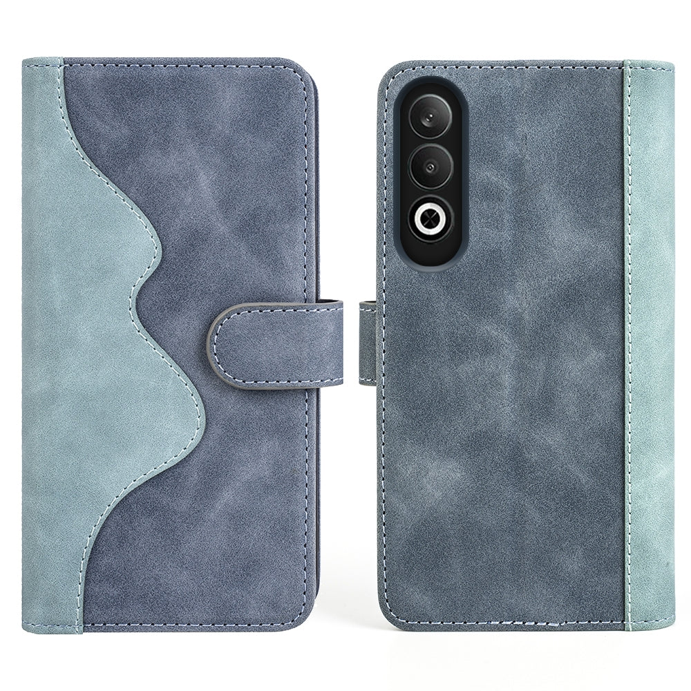 For OPPO K12 Stitching Horizontal Flip Leather Phone Case(Blue)