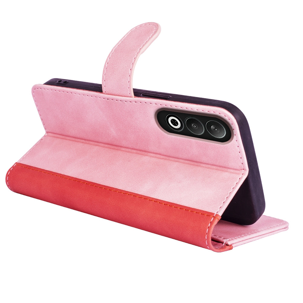 For OPPO K12 Stitching Horizontal Flip Leather Phone Case(Red)