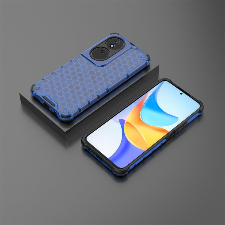 For Honor X7b Shockproof Honeycomb Phone Case(Blue)