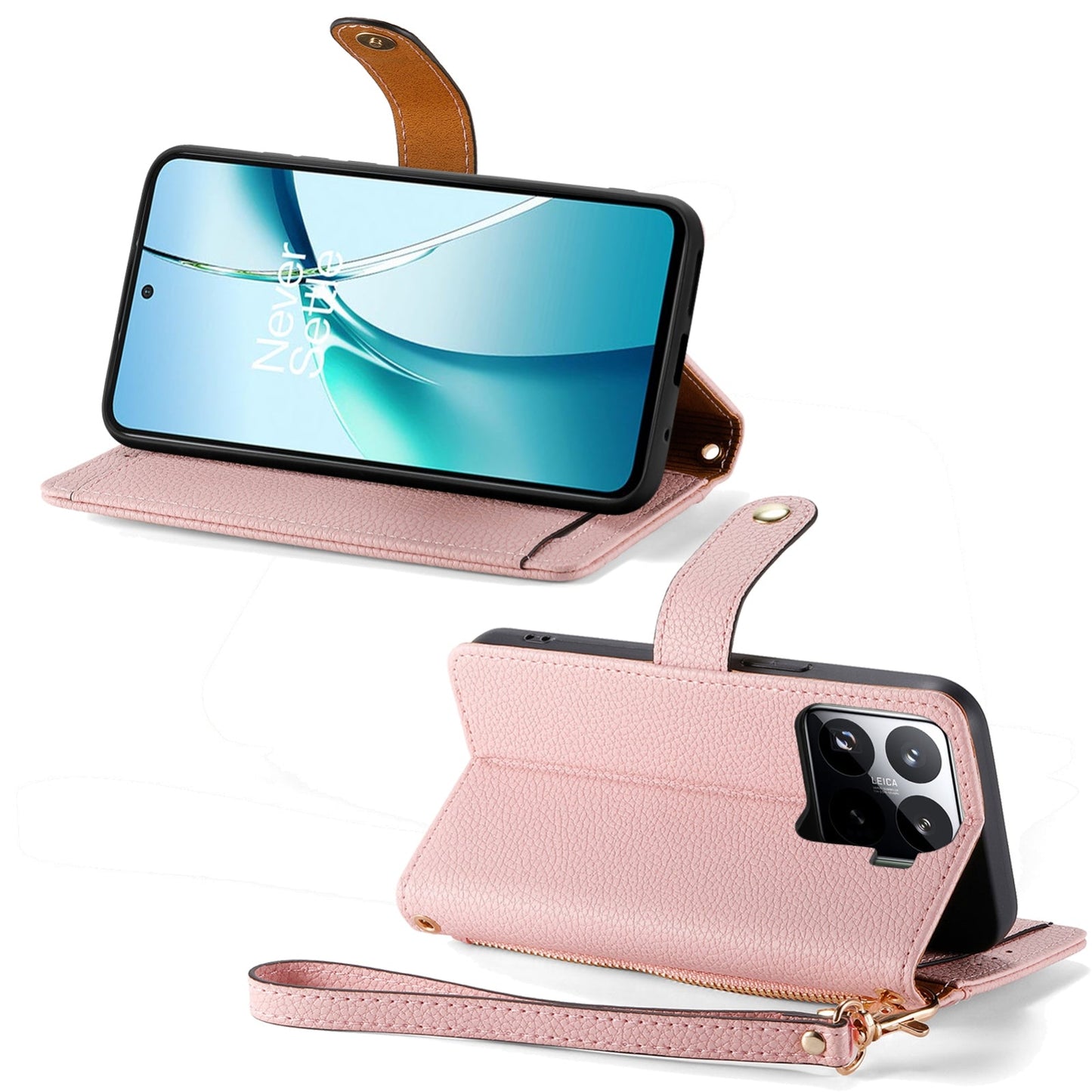 For Xiaomi 15 Love Zipper Lanyard Leather Phone Case(Pink)