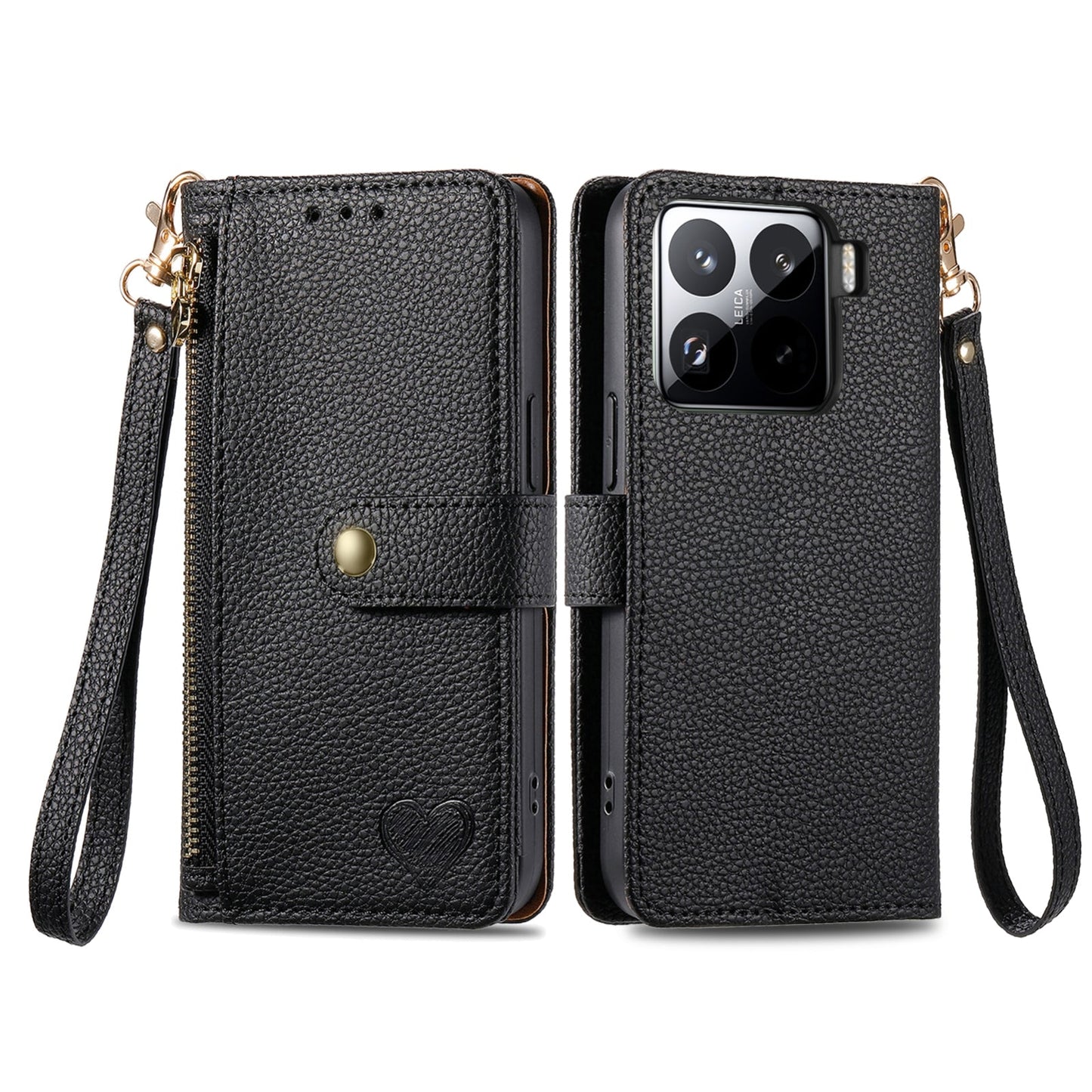 For Xiaomi 15 Pro Love Zipper Lanyard Leather Phone Case(Black)